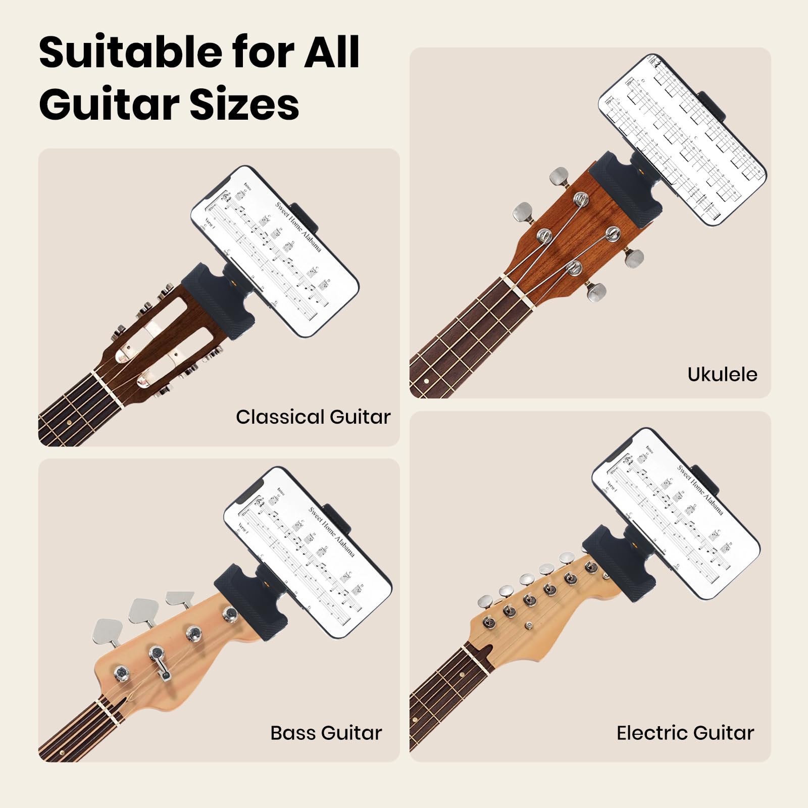 Guitar Accessories Kit: Capo, Phone Mount & Picks -5