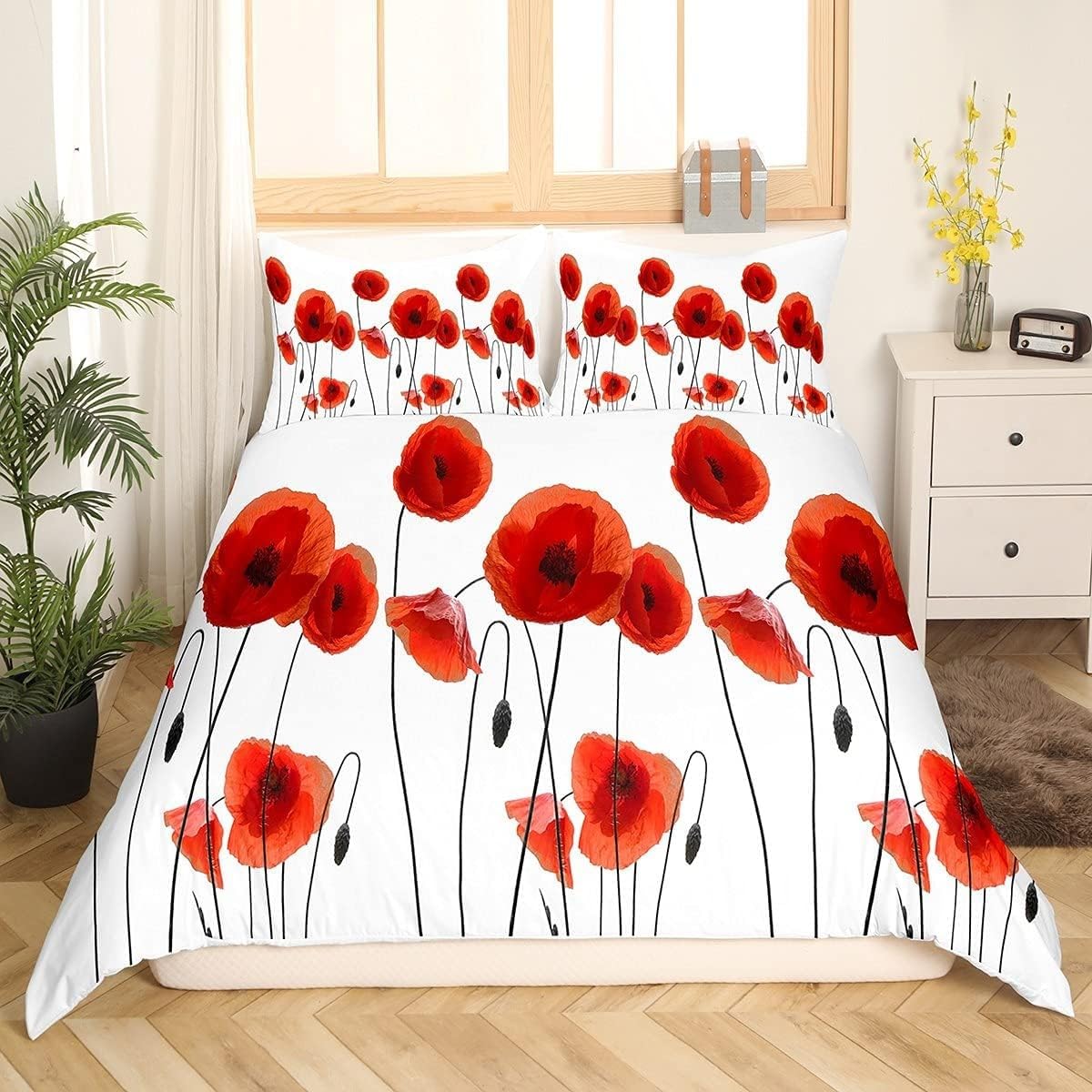 Housse de couette 240x260 anti-plis avec fermeture éclair pour lit double