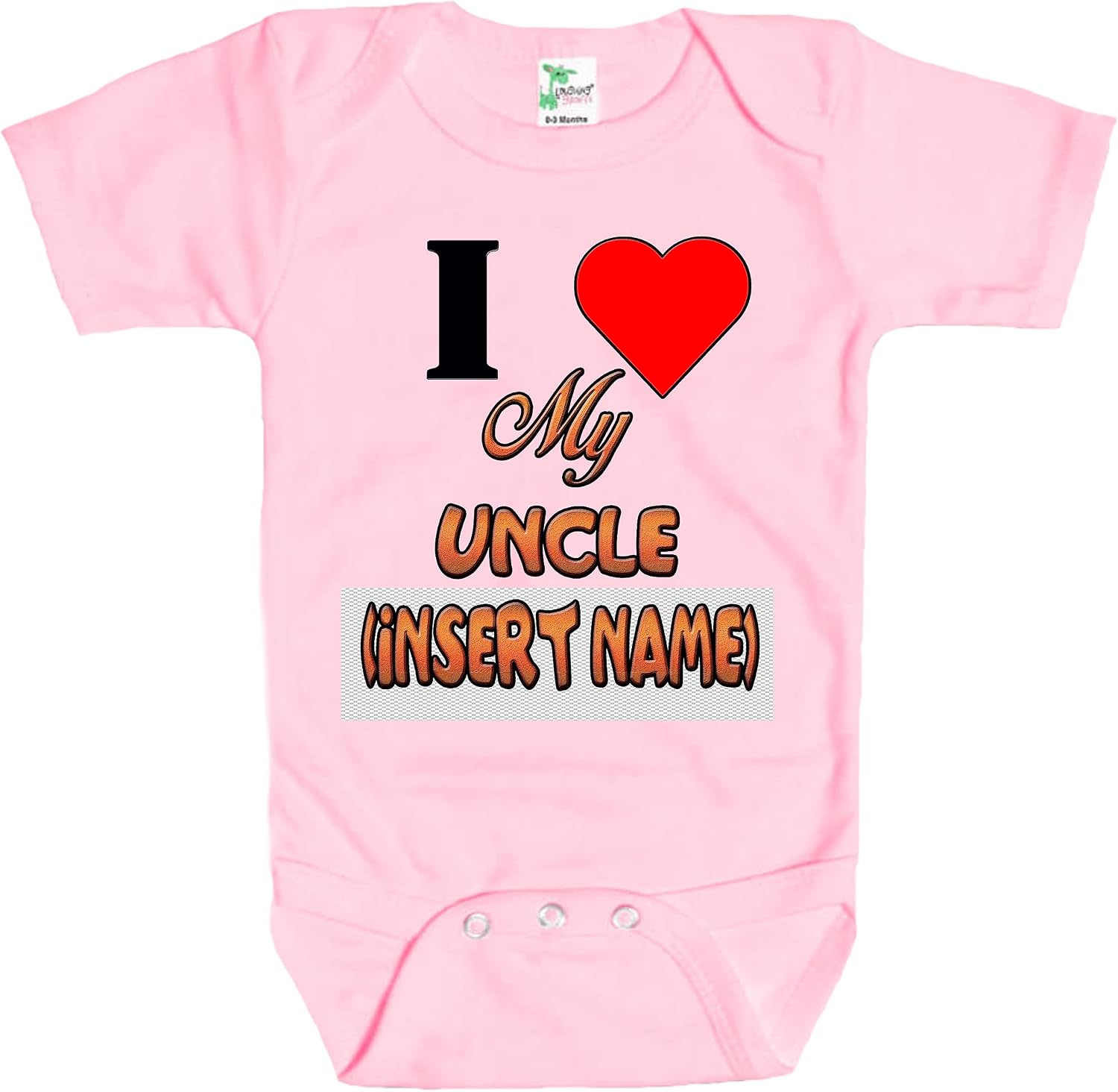 Custom Personalized Baby Bodysuit I Love My Uncle One-piece Baby Clothes (3-6 Months, Pink)