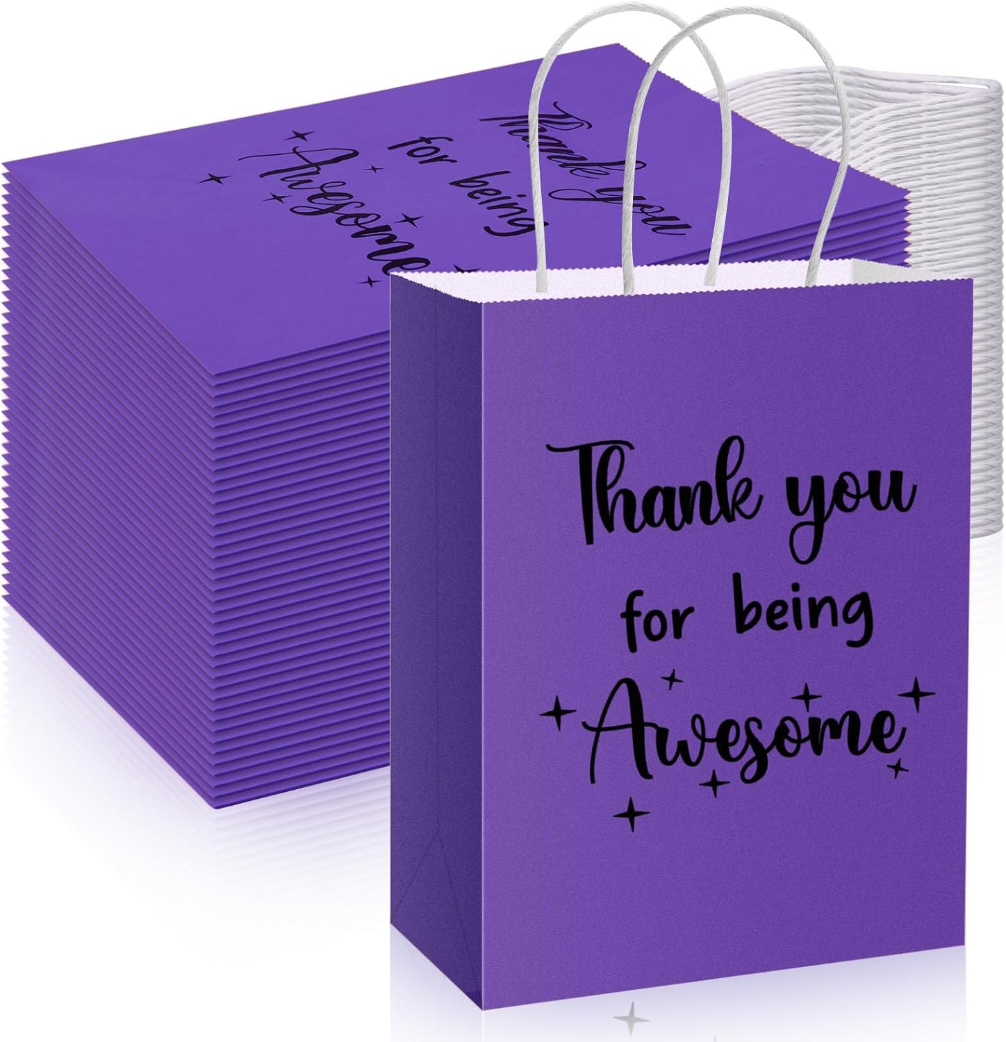 Ctosree 20 Pcs Thank You Gift Paper Bags for Employee Coworker Colleague Thank You for Being Awesome Bags with Handles for Colleague Employee(8.3 x 4.3 x 10.6 Inch,Purple)