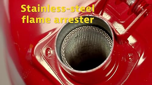 Miniatura 8 de Justrite Bidón de Seguridad para Gas Rojo Tipo I de 5 Galones para Gasolina con Arrestallamas y Tapa de Cierre Automático, Fabricado en los Estados