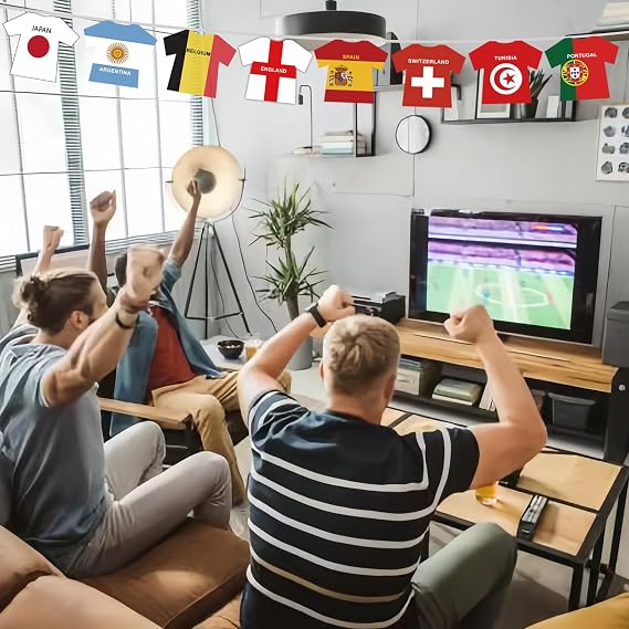 World Football Flags Bunting 2026, 50ft/15m, Update 48 Qualified Countries Jersey Bunting for World Cup Decorations, Double Sides Flag for Bar Club Home Decor (1 Pack)