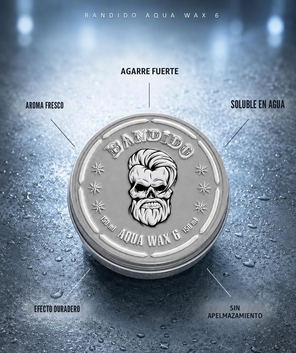 Bandido Aqua Hair Wax No.6 Cera para el Cabello - Gel para Peinar para Hombres 150 ml