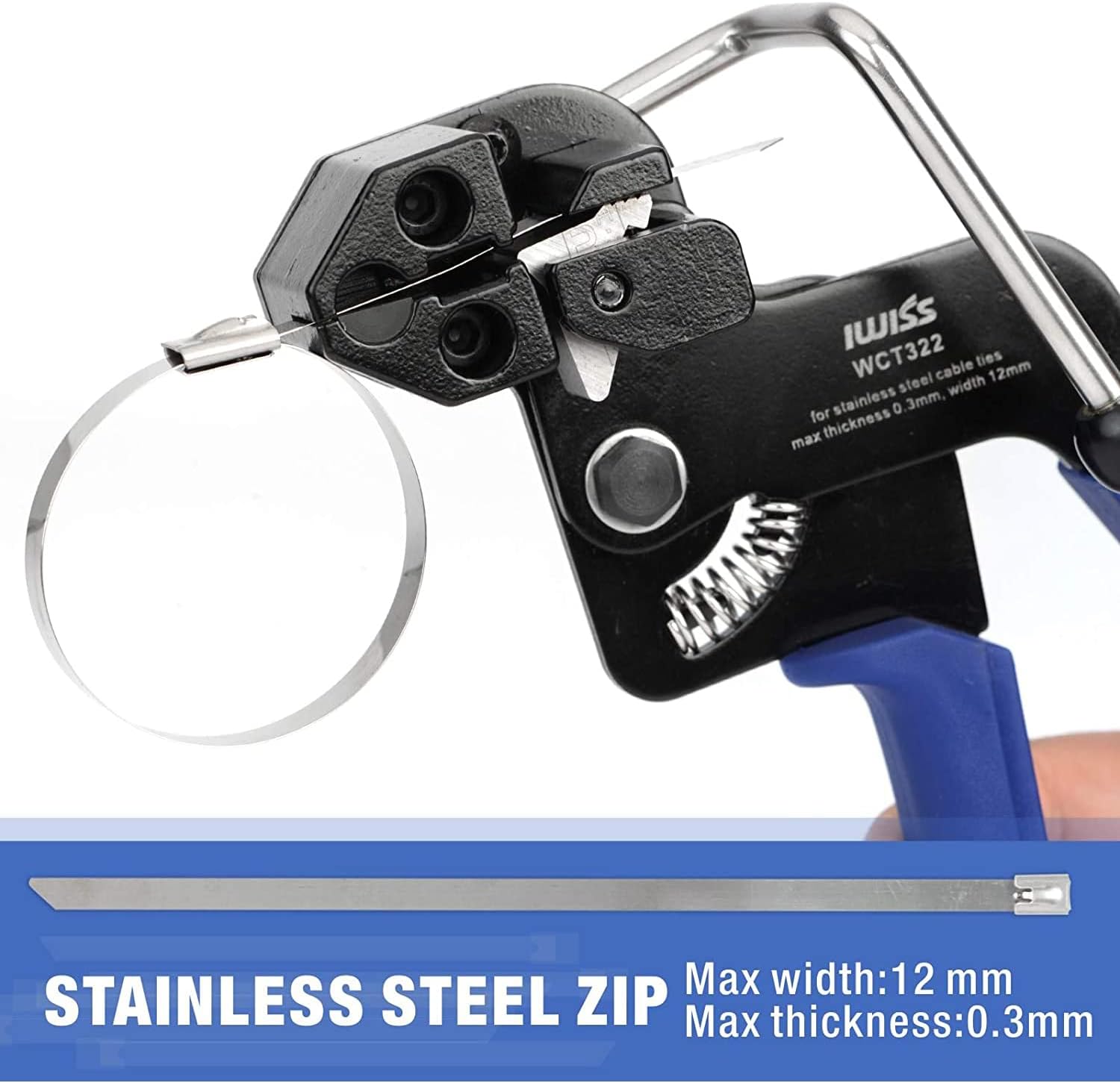 WCT322 Stainless Steel Cable Tie Gun Wrap Tool Metal Zip Tie Tightener Tensioning&Cutting Cable Tie Gun c/w Zip Tie Release Tool
