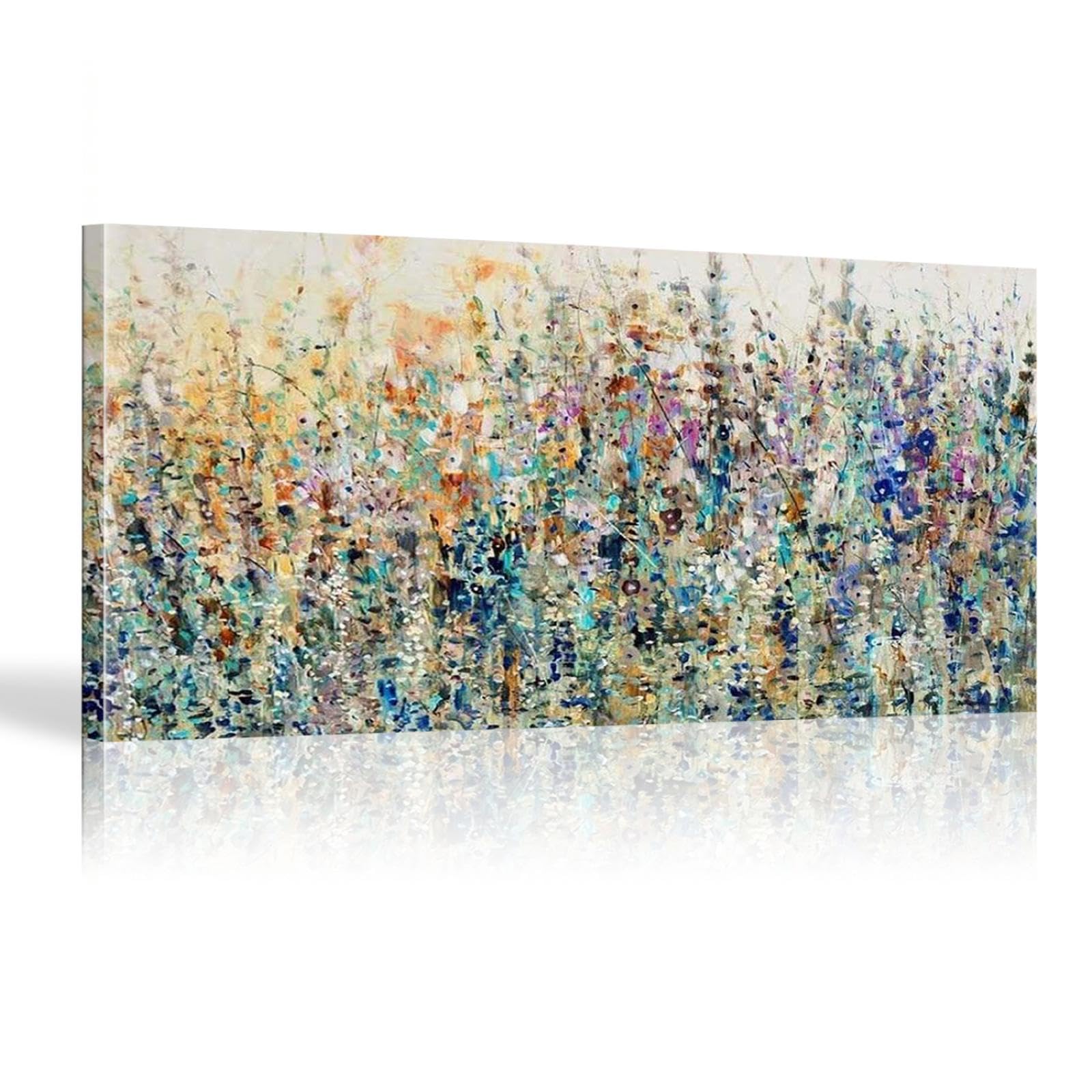 18meng Art Abstrakt Bilder 140x80 cm Bunt Blumen Modern Leinwandbild Groß XXL Wohnzimmer Schlafzimmer Wandbild Kunstdruck Wandbilder Canvas Desing Wand Bild auf Leinwand Aufhängefertig