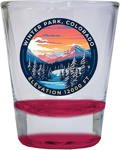 Miniatura 9 de R and R Imports Winter Park Colorado Design A Souvenir - Vaso de chupito redondo de 1.5 onzas, color azul, paquete de 2