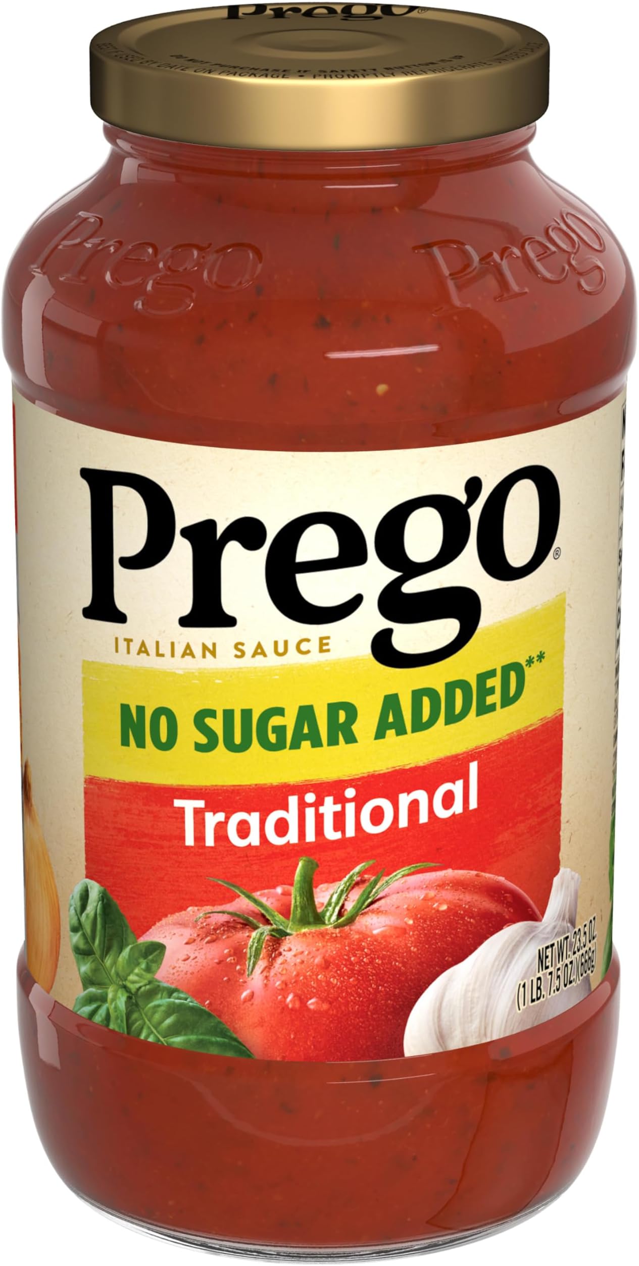 Prego Traditional No Sugar Added Pasta Sauce, 23.5 oz Jar