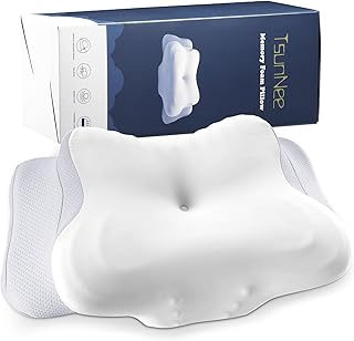 TsunNee 60D Memory Foam Kissen, Orthopädisches Ergonomisches Kissen für Nacken und Schulterschmerzen, Halswirbelstütze für Seite Rücken Bauchschläfer, mit 2 Waschbaren Kissenbezügen, Grau