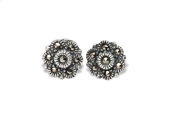 925 Silver with Stone Stud Earrings for Women, Girls, Silver