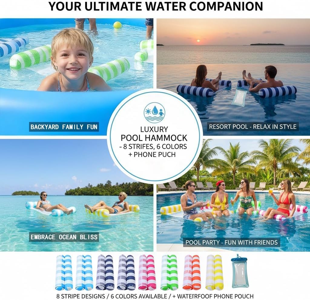 MASTANO 4-in-1 Inflatable Pool Float Set | Lounge,Bed,Hammock,Drifter & Swim Chair | Multi-Purpose Water Float Bed for Pool, Lake, & Beach|for Relaxing Water Fun & Vacation Enjoyment|with Air Pump(1) 4