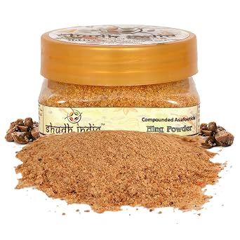 Shudh India Asafoetida (Hing) Powder, 100% Pure, Salt Free, No Added Preservatives, Aromatic & Natural, Ground Asafetida for Cooking, Vegan, Non-GMO, 1.44oz, Asafetida Indian Spice, Best Onion Garlic Substitute
