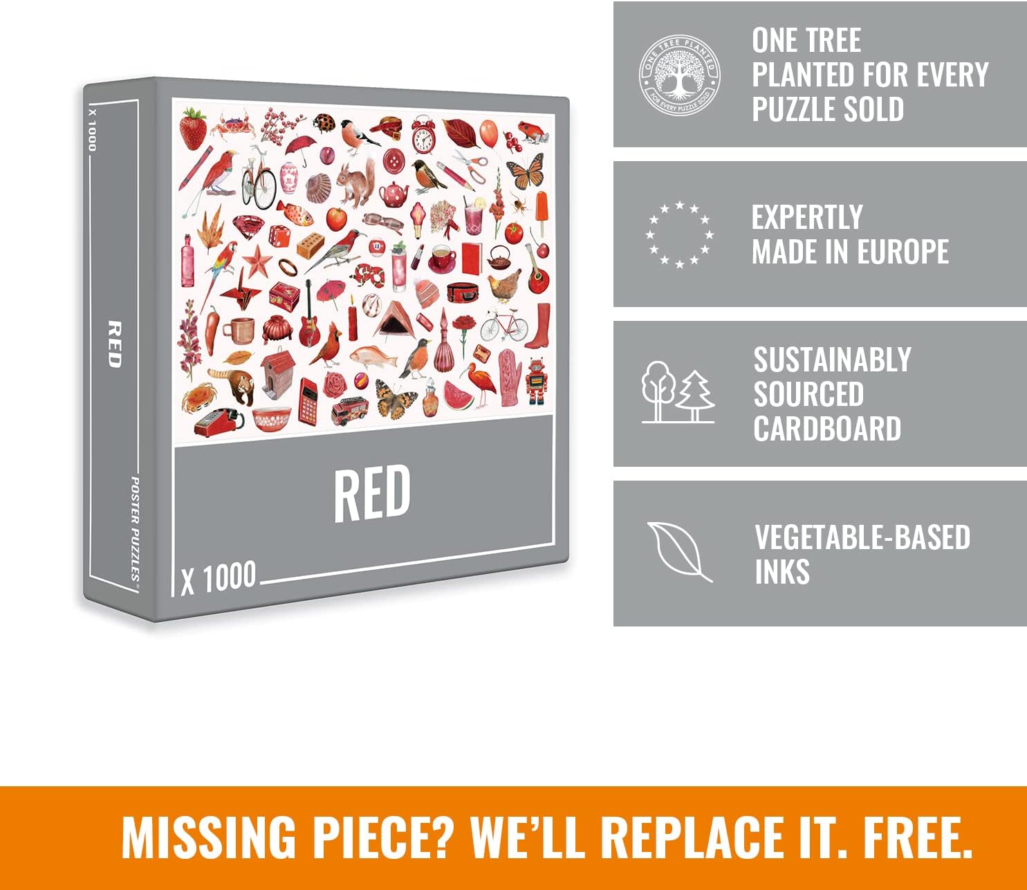 Cloudberries Red Jigsaw Puzzle, 1000 Piece Jigsaw Puzzles for Adults Red Illustrated Puzzle Packed with Flowers - Image 5