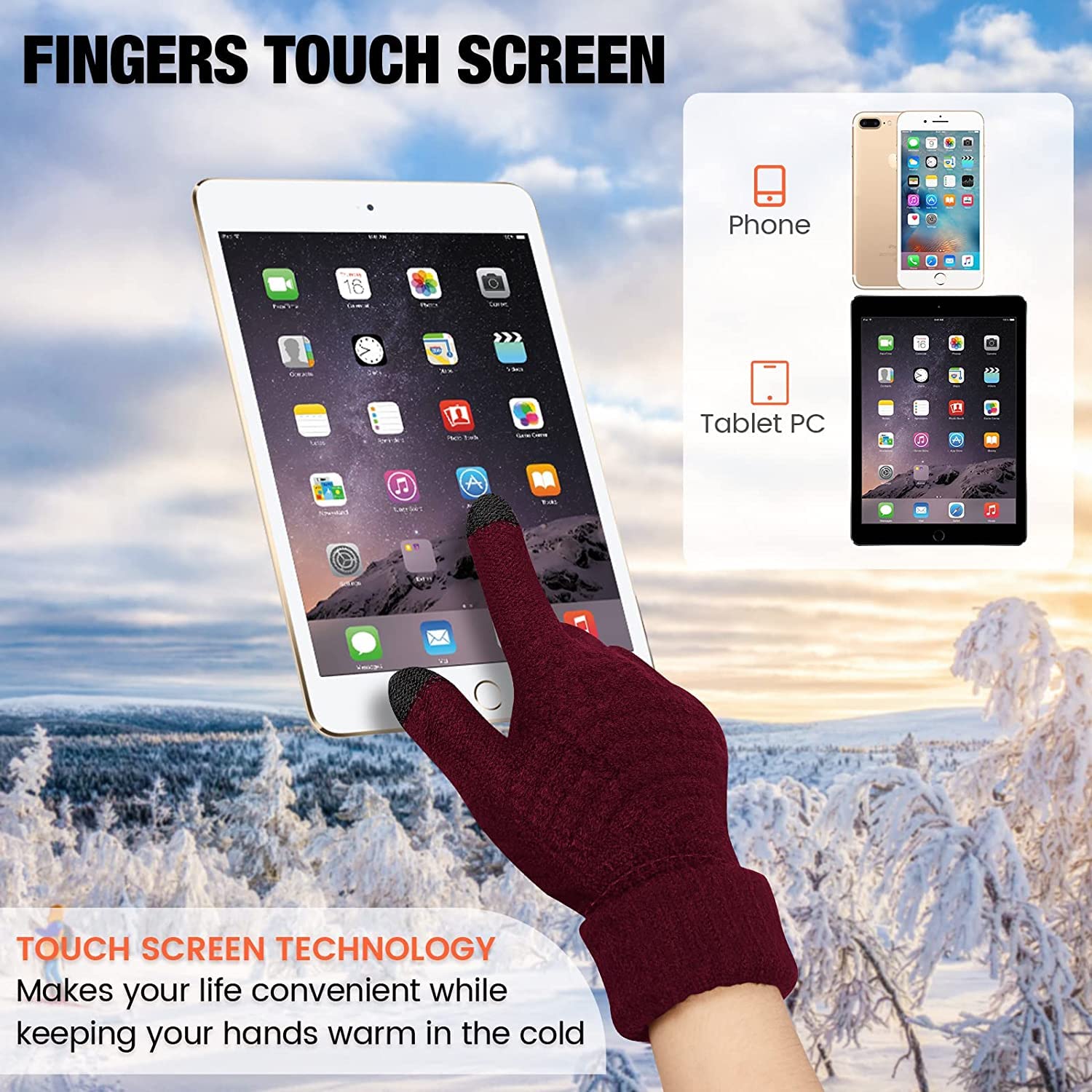 CHAMBYAL Cozy Winter Gloves for Women, Woolen Lined for Extra Warmth Multicolor Pack of 2 Free Size 1