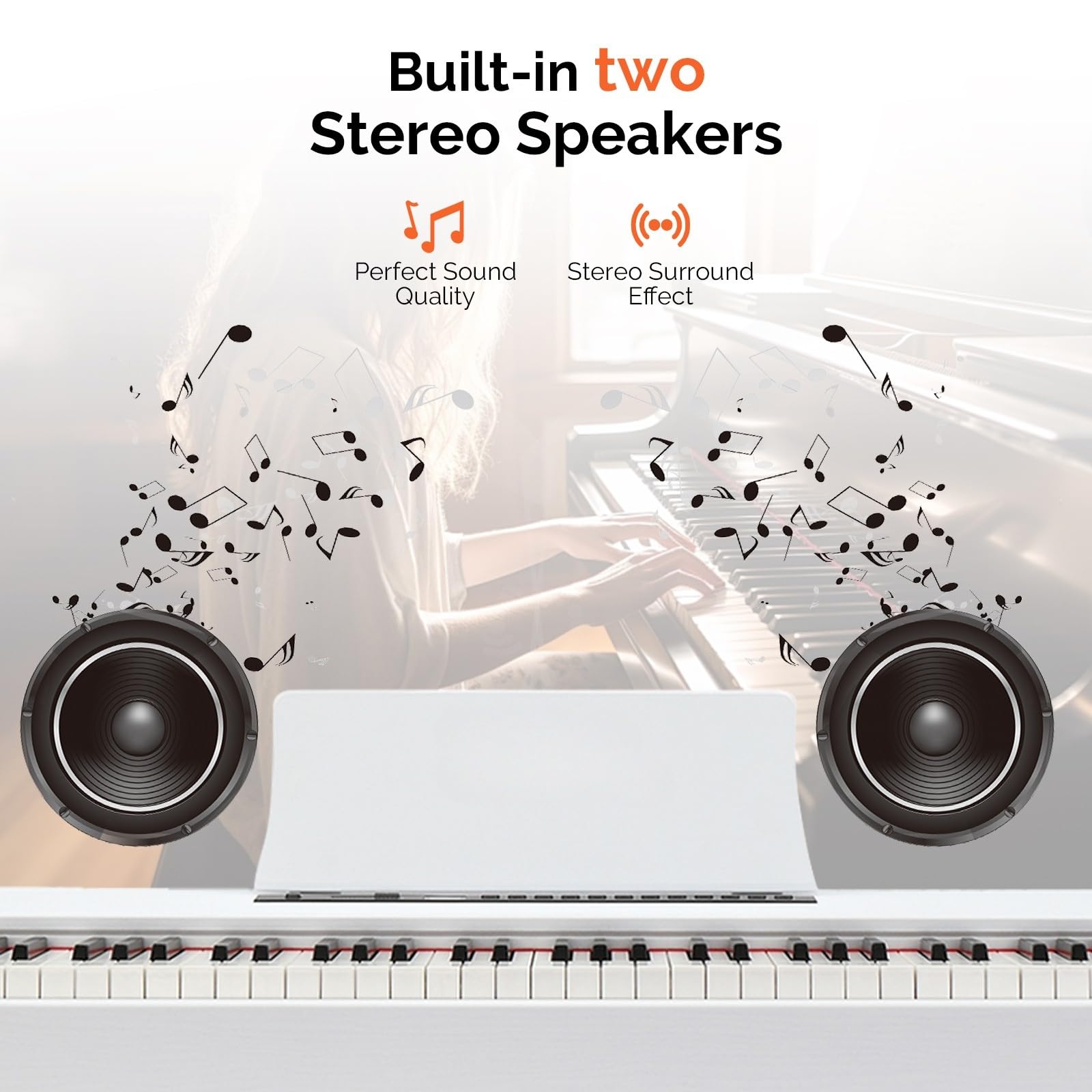 LALAHO E-Piano 88 tasti pesati, pianoforte digitale per principianti, tastiera piano con unità 3 pedali, MIDI-USB, doppio Bluetooth, altoparlanti stereo, 128 toni e ritmi, bianco