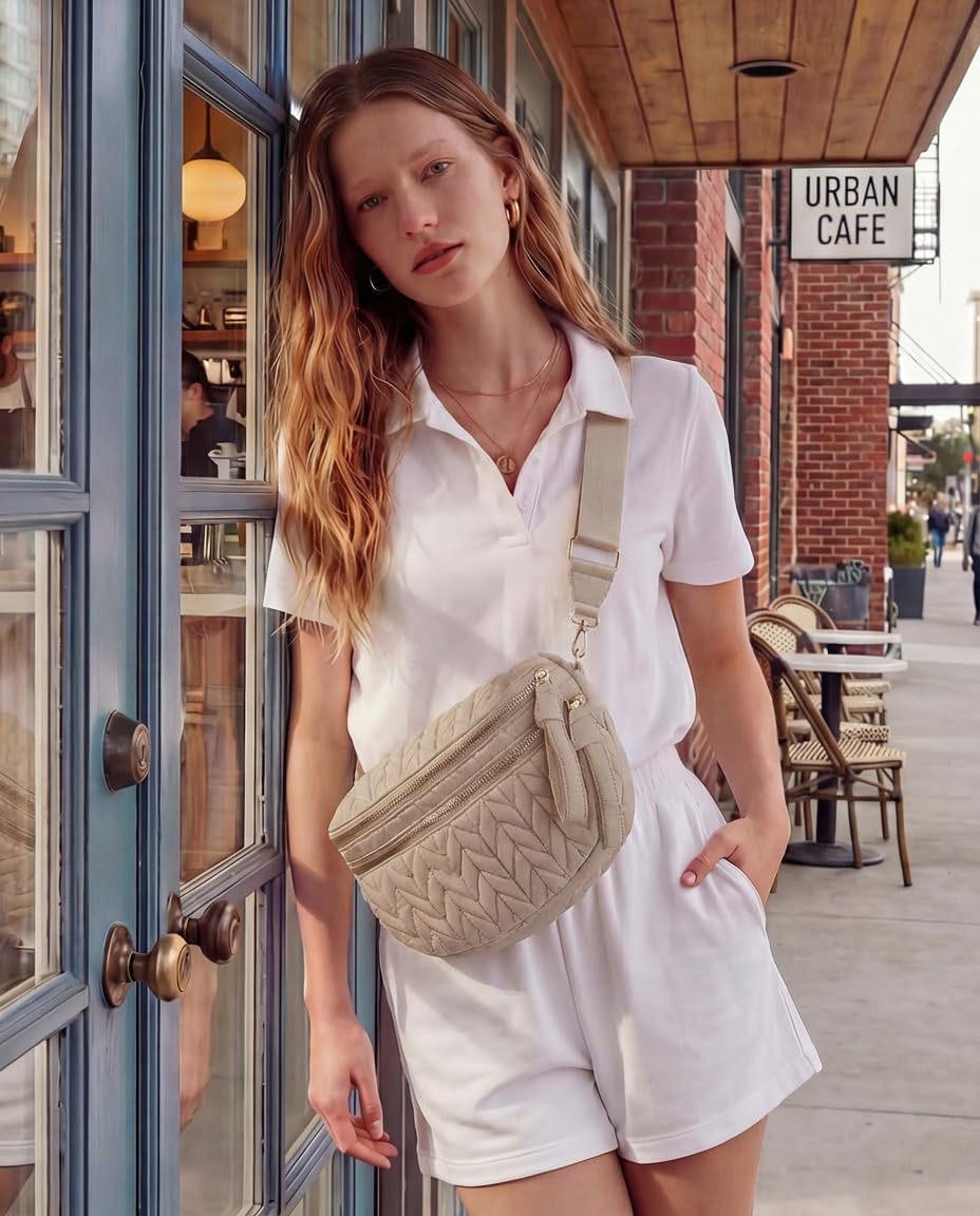 Puffer Crossbody Bum Bags for Women, Quilted Trendy Purse, Spacious Expand Fanny Pack for Daily Travel Diaper Mom - Image 2