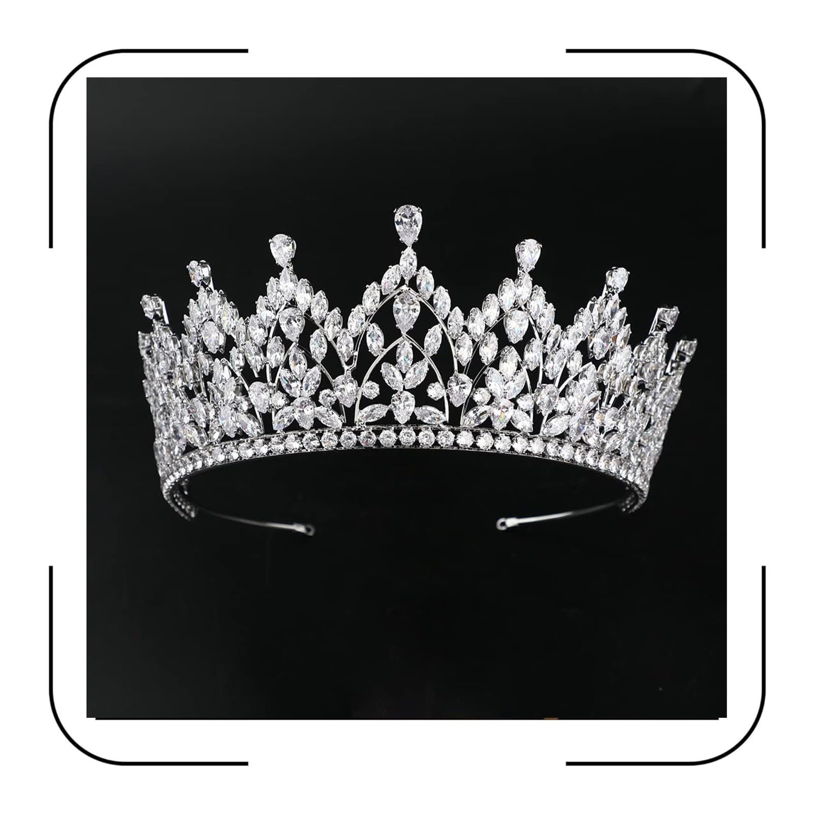 QXMYOO Lussuoso diadema da sposa grande per matrimonio livello 5A Zirconia cubica dolce 16 Quinceanera CZ concorso principessa regina corone sposa copricapo accessori per capelli HB076