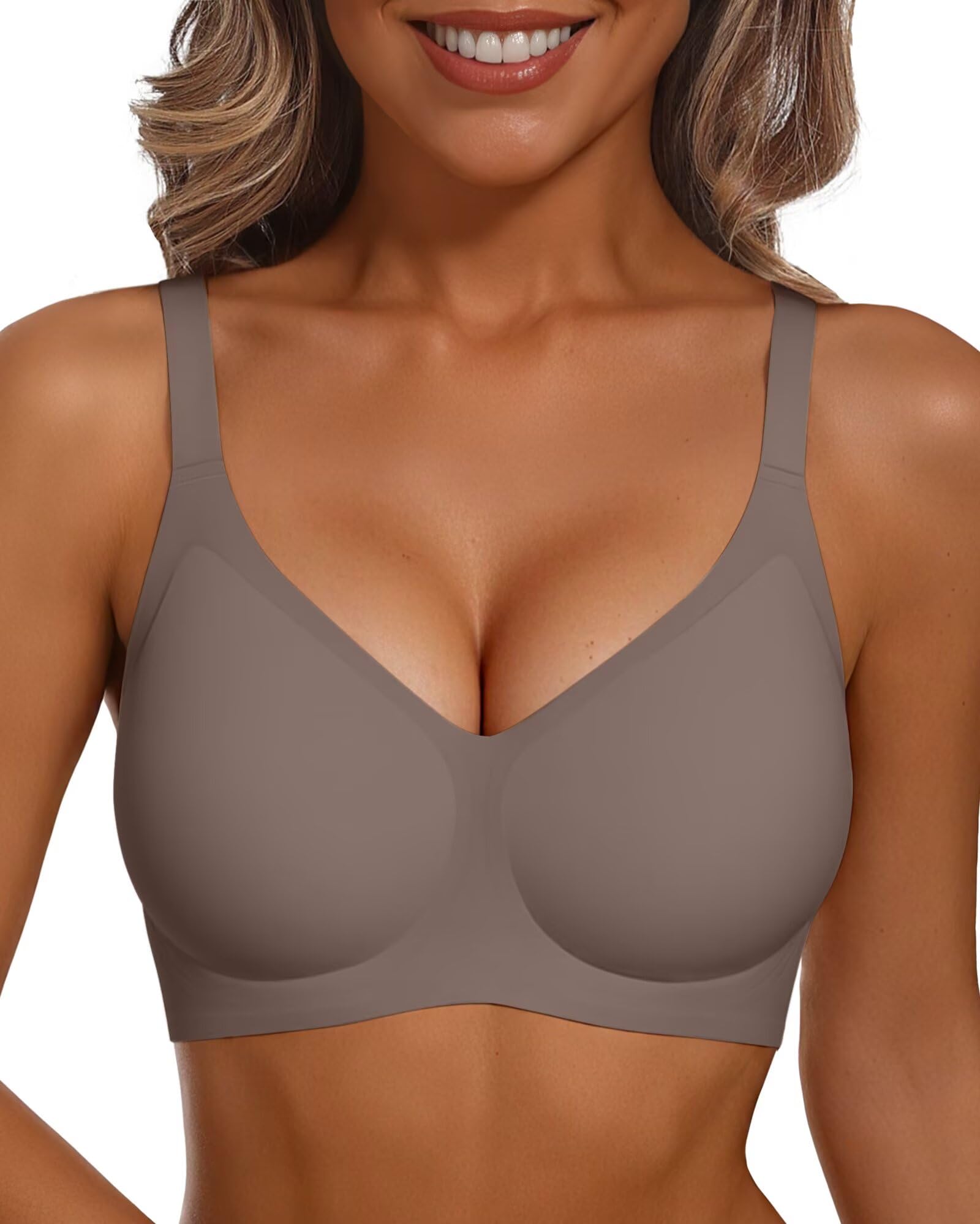 Racerback Bras for Women Full Coverage Supportive Wireless Bras Push Up Seamless Bralettes Convertible T-Shirt Bra
