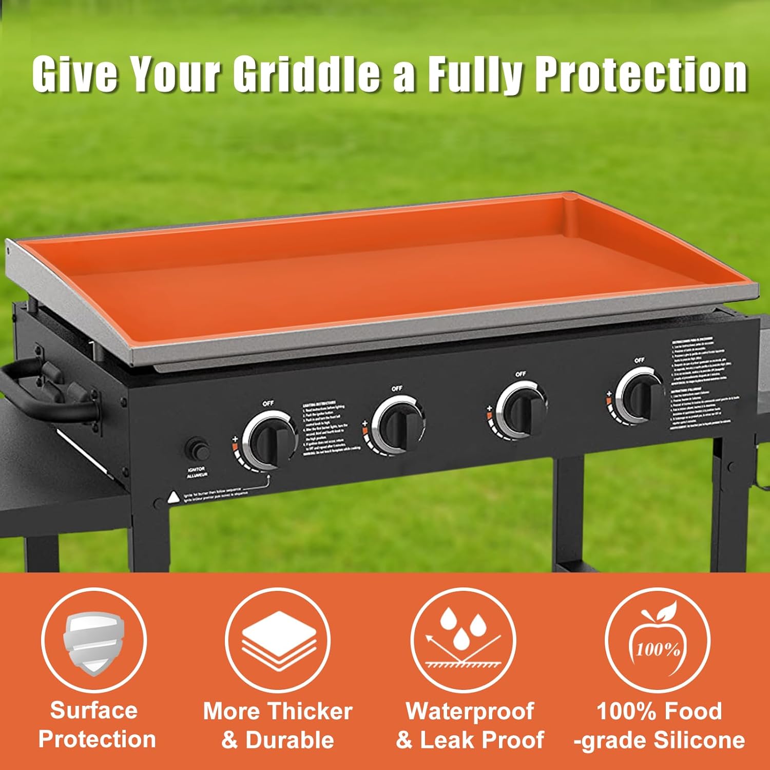 Silicone Griddle Cover Mat for Blackstone, 36 inch Grill Accessories Full Wrap-Around Griddle Flat Top Cover Food-Grade Protection Grill Buddy Mats
