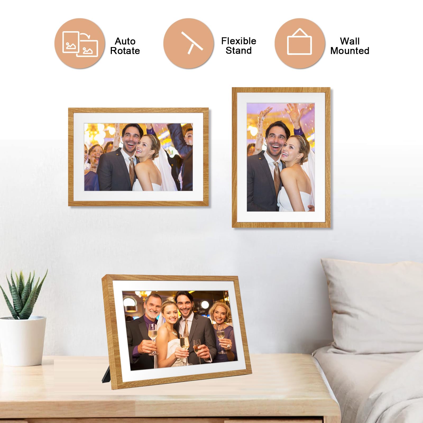 Frameo 10.1 Inch WiFi Digital Photo Frame, 1280x800 HD IPS Touch Screen Photo Frame Electronic, 32GB Memory, Auto Rotate, Support Micro SD, Share Moments Directly From Anywhere