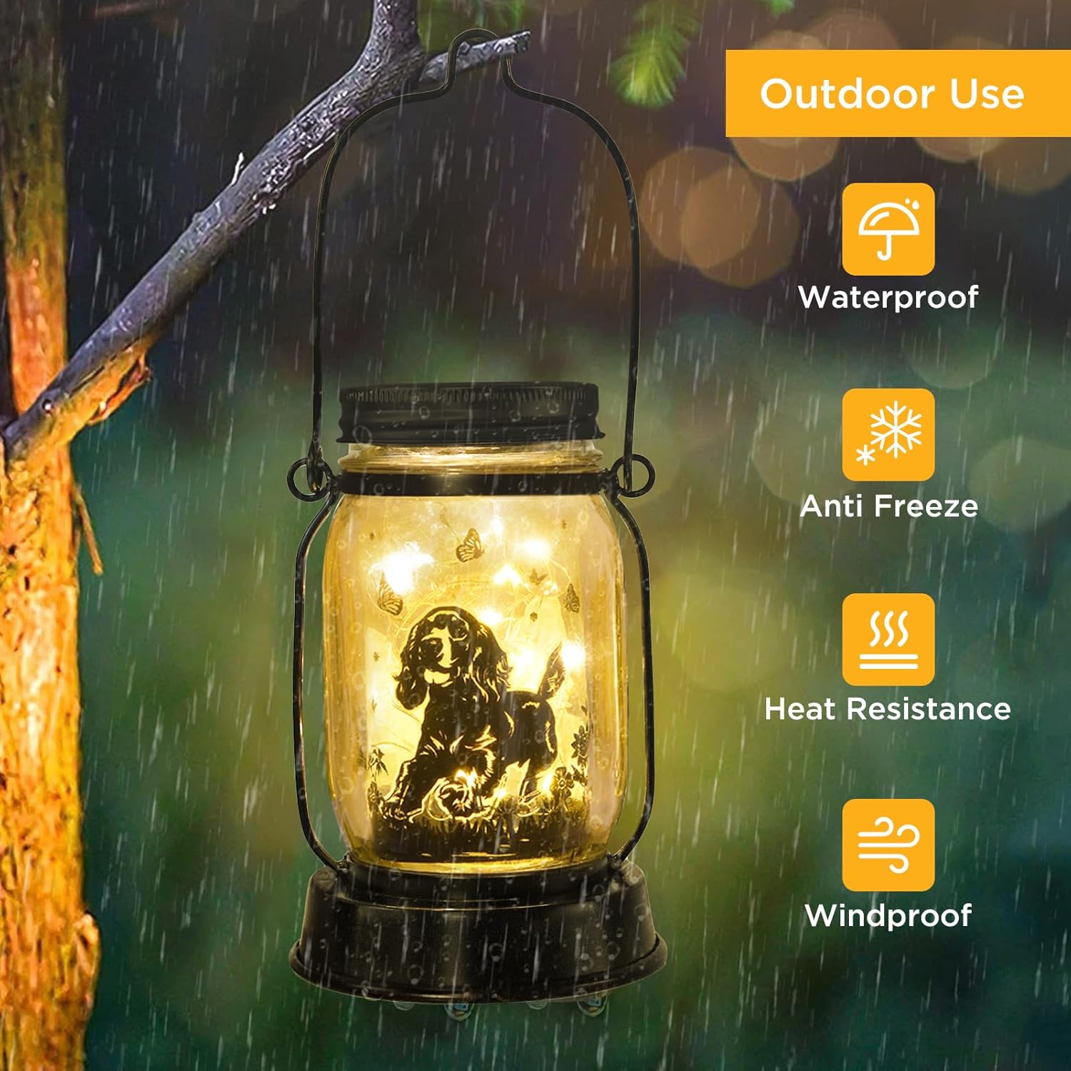 Cocker Spaniel Dog Gifts for Women/Men Cocker Spaniel Solar Lanterns Birthday Dog Lovers Lantern Pet Loss Dog Memorial Lights Solar Garden Decoration for Yard, Patio,Backyard,Porch Torches Light - Image 5