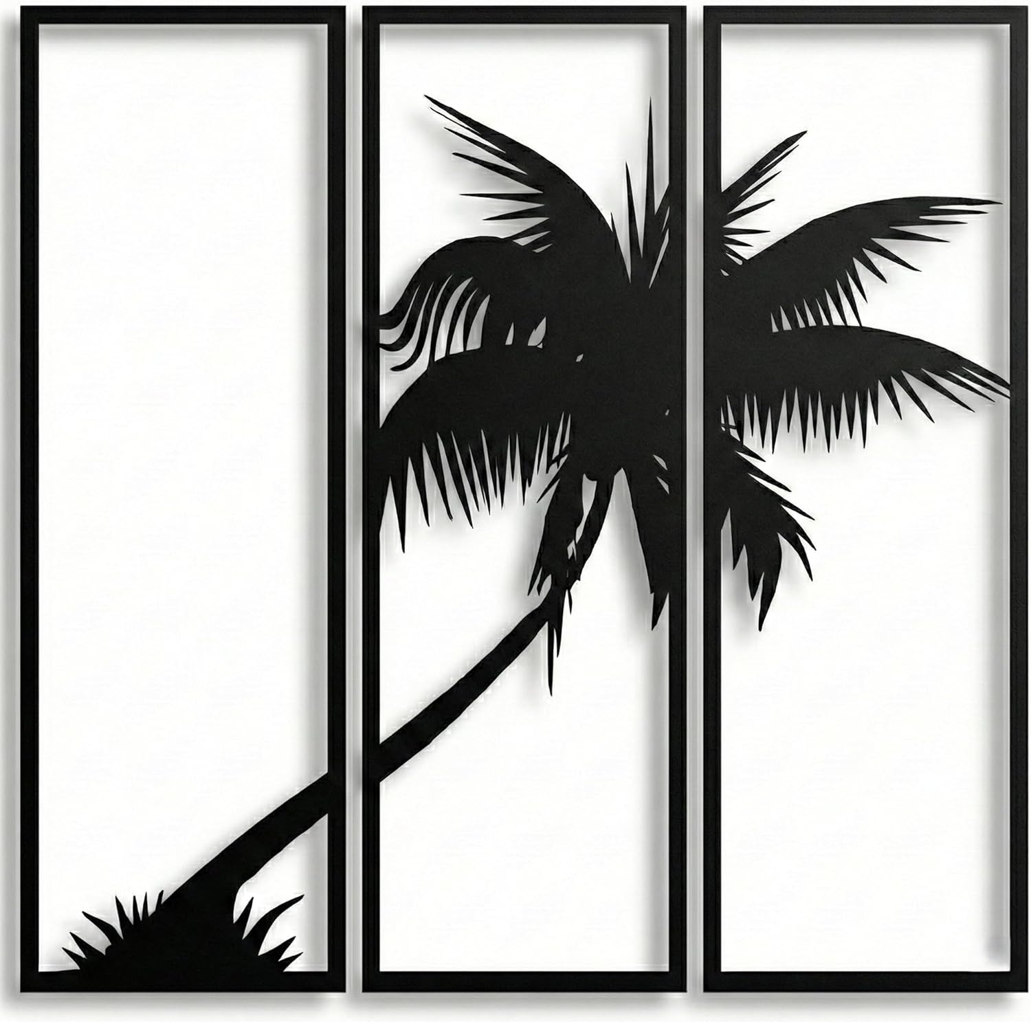 DEKADRON 3 Panels Metal Palm Tree Wall Art, Metal Tree Wall Art, Tree Sign, Metal Wall Decor, Interior Decoration, Wall Hangings, 3 Pieces (30" W x 30" H / 75x75 cm)