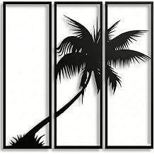 DEKADRON 3 Panel Metal Palmiye A ac  Duvar Sanat , Metal A a  Duvar Sanat , A a  Tabelas , Metal Duvar Dekoru,   Dekorasyon, Duvar Ask lar , 3 Par a 40" G x 39" Y / 102x100 cm