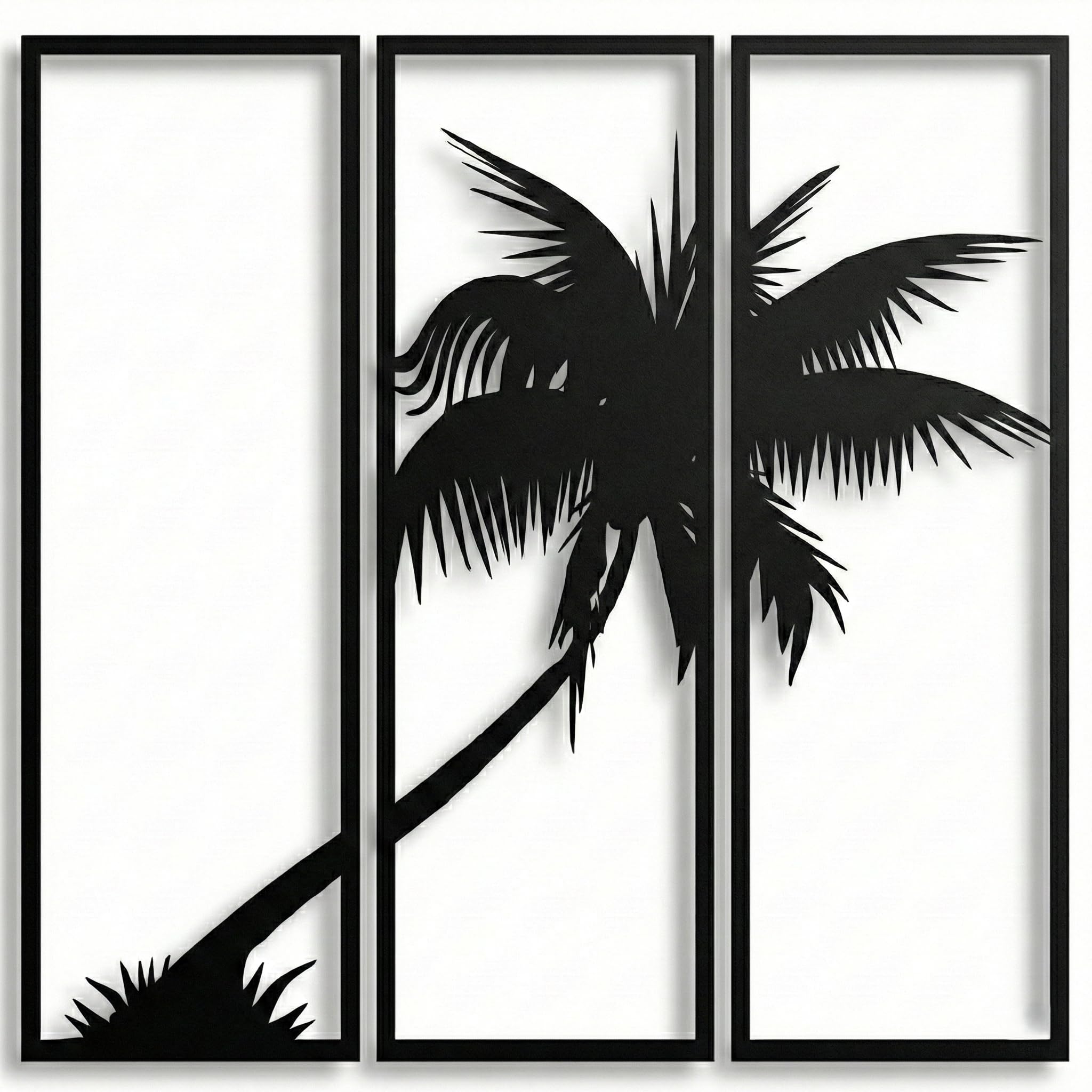 DEKADRON 3 Panels Metal Palm Tree Wall Art, Metal Tree Wall Art, Tree Sign, Metal Wall Decor, Interior Decoration, Wall Hangings, 3 Pieces (47" W x 46" H / 120x117 cm)