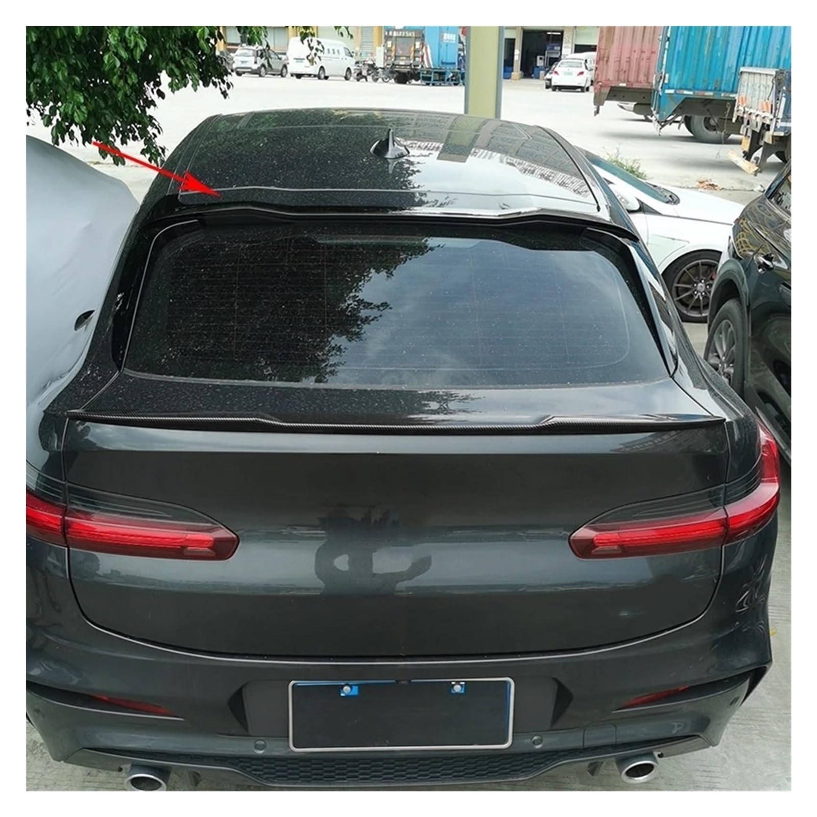 Kompatybilny z BMW X4 G02 Kompatybilny z M Performance Style Xdrive25i 30i Spoiler 2018 2019 20202021 2022 Up tylne okno Spoiler dachowy przez błyszczącą czerń(Carbon Look)