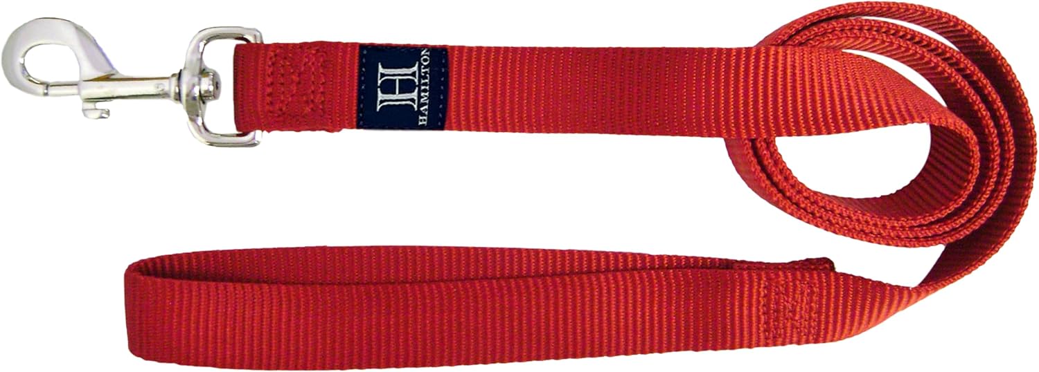 Hamilton Single Thick Deluxe Nylon Dog Leash with Swivel Snap, 5/8" by 6' Long, Red