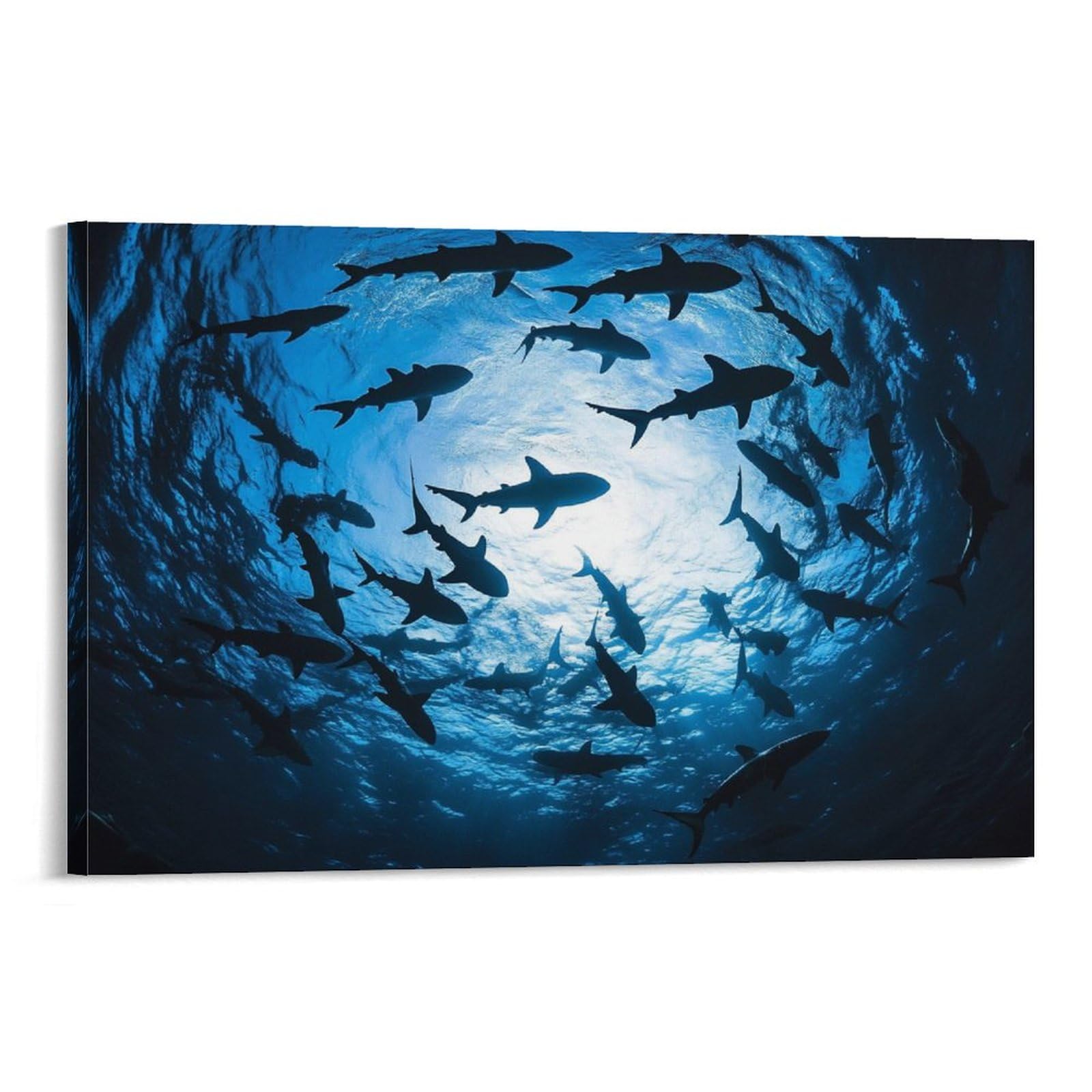 EMYXPAQM Canvas Wall Art Underwater Shark Modern Artwork Wall Decoration for Living Room 16x24inch(40x60cm)