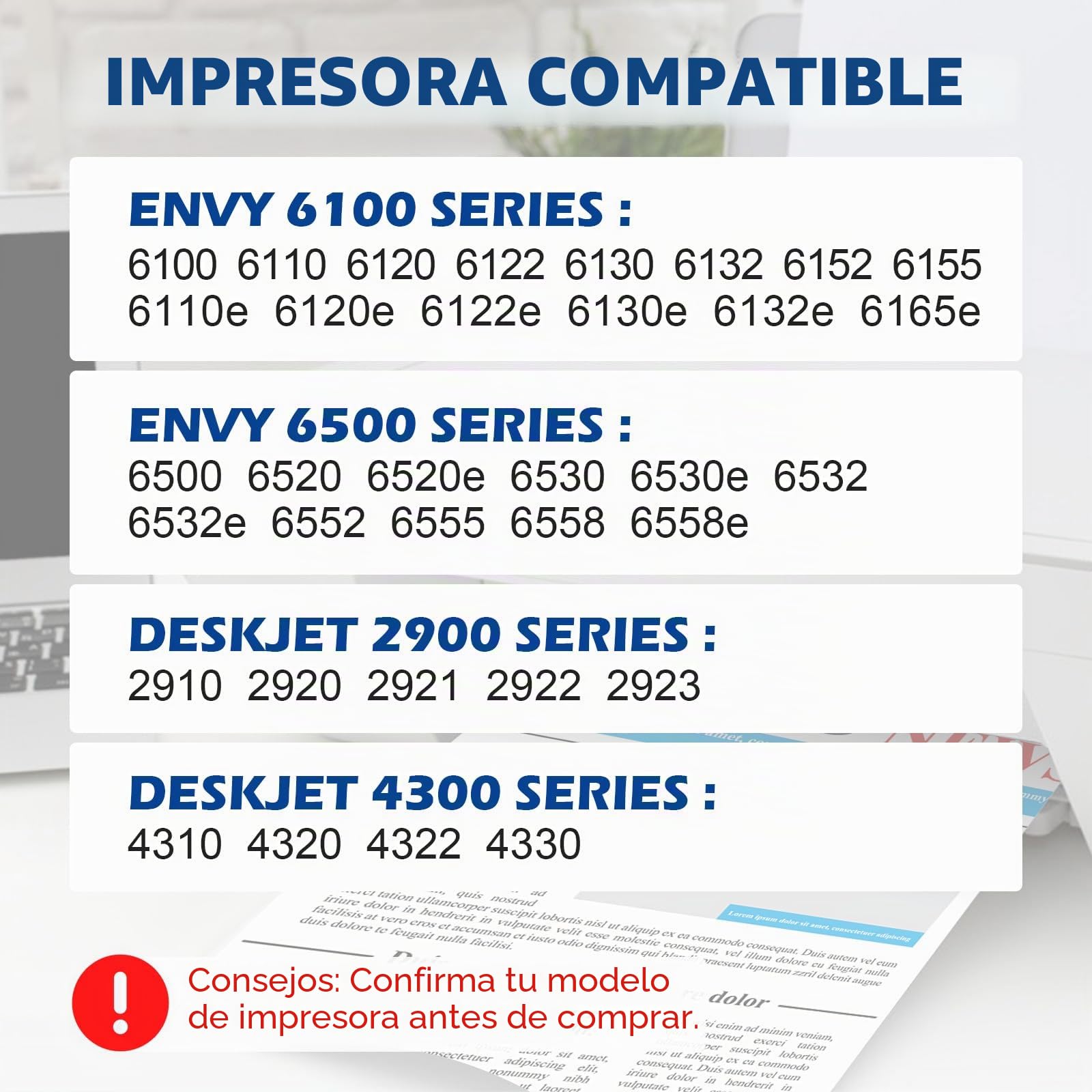 DOUBLE D Cartuchos de Tinta 308XL Negro Reemplazo de Cartuchos de Tinta HP 308 o HP 308 Negro Trabajo para HP Envy 6120e 6100e 6110e 6122e 6130e Envy 6520e 6500e 6530e 6532e DeskJet 2920 4310 4320
