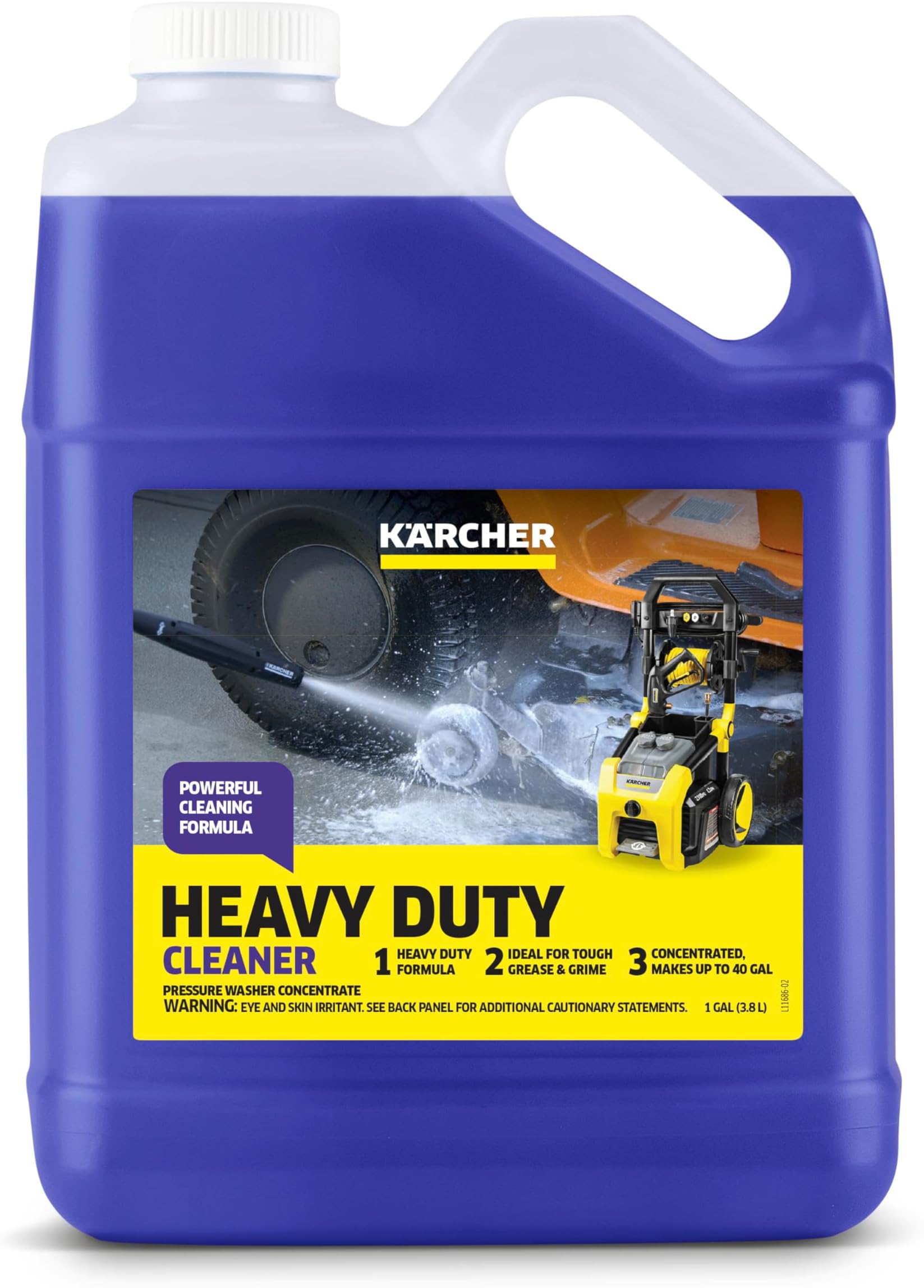 Heavy Duty Cleaner, Removes Grease, Dirt, and Grime, Highly Concentrated, Makes up to 40 gal of Cleaner, Residue Free, Readily Biodegradable, For Pressure Washers