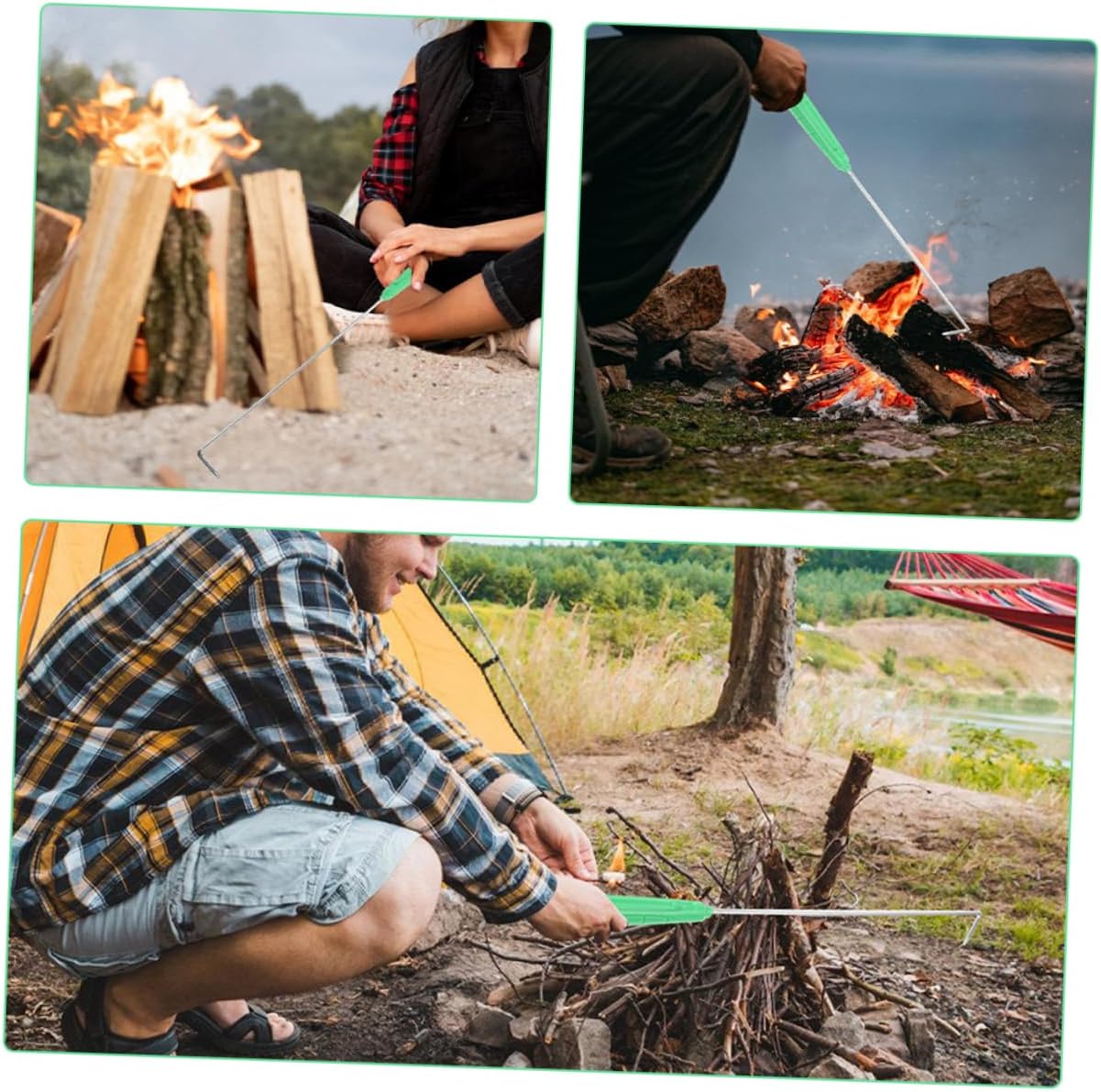 Lightweight Fire Pit Poker Tool with Nonslip Handle for Campfire Use