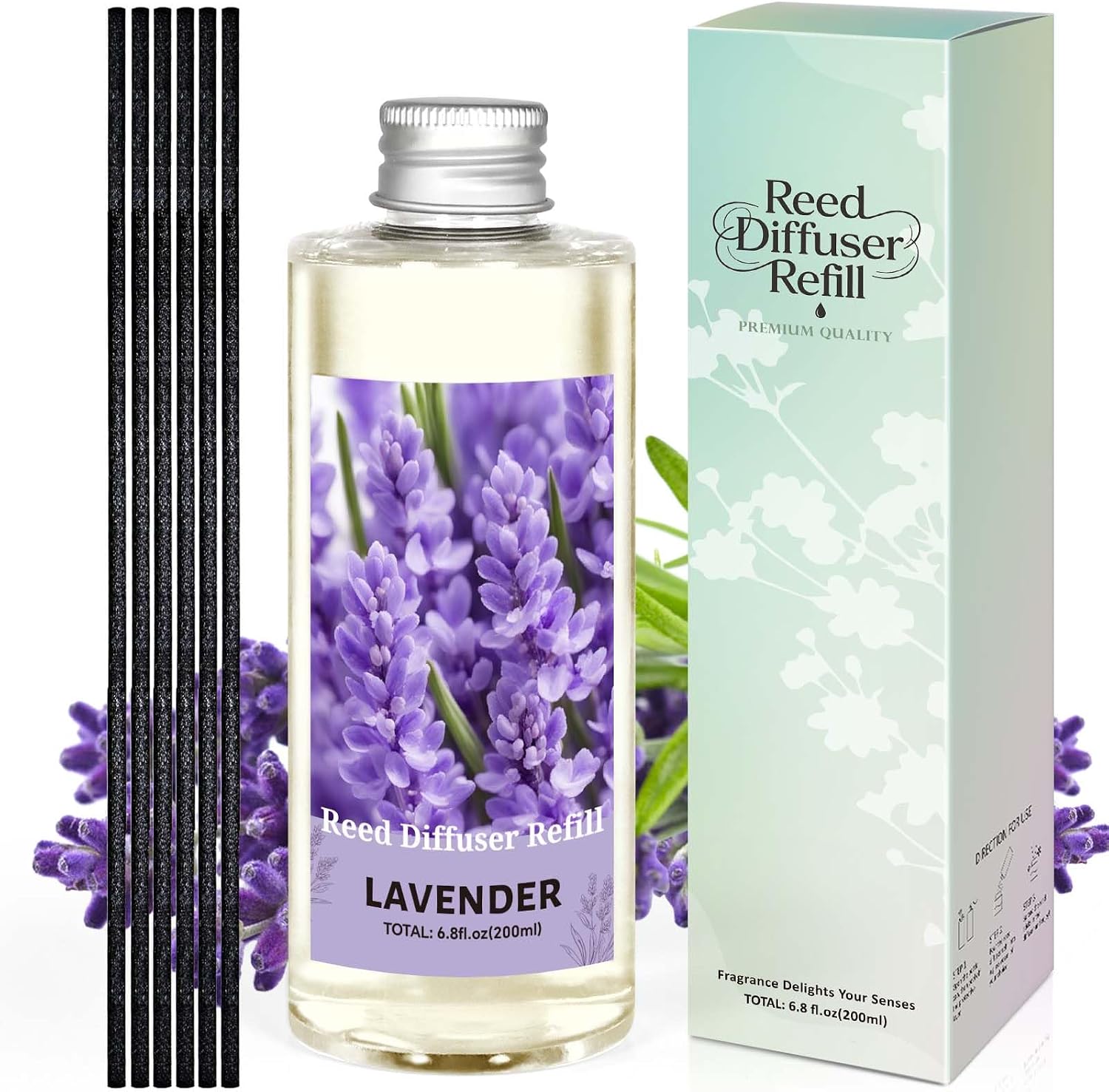 STRN Lavender Reed Diffuser Refill 500ml with 6 Natural Reed Sticks, Premium Aromatherapy for Home, Long-Lasting Fragrance for Living Room, Bedroom, Office | Alcohol-Free
