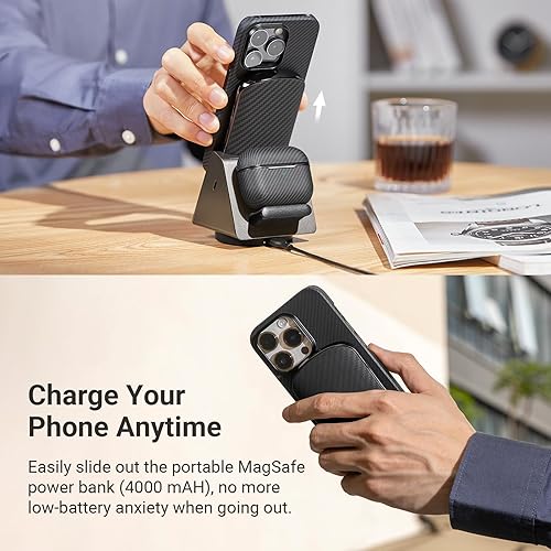 Miniatura 4 de PITAKA Estación de carga inalámbrica 3 en 1 Apple con banco de baterías portátil MagEZ Slider Estación de carga inalámbrica para iPhone 15141312 y