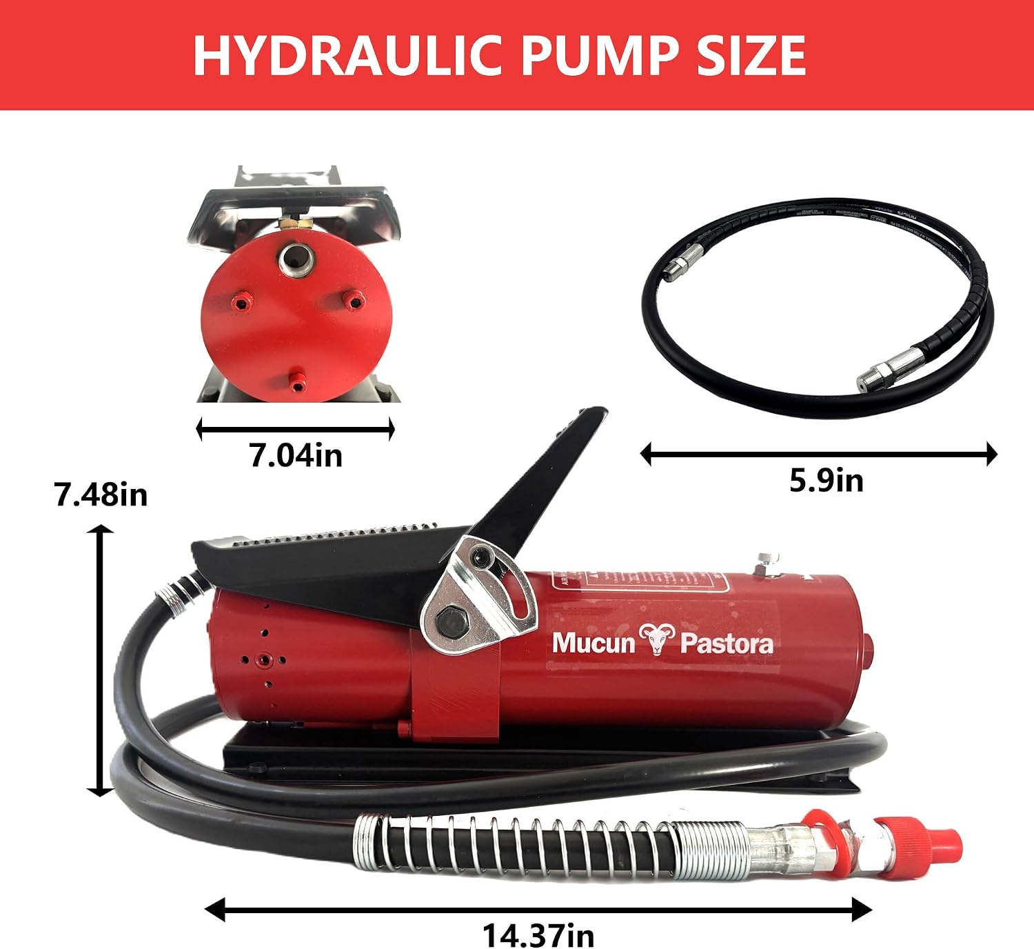 Hydraulic Pump 10,000 PSI, Hydraulic Air Foot Pump Control Lift,Hydraulic Pump with Remote Control Actuator,red