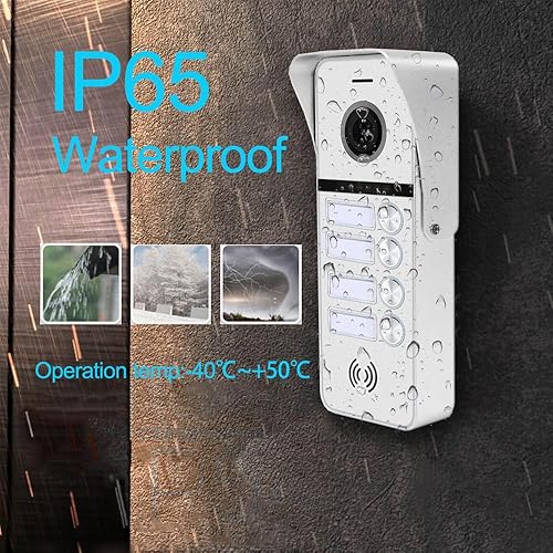 Miniatura 7 de ANJIELO SMART Sistema de intercomunicación con timbre de video con cable, 4 unidades familiares de 7 pulgadas, desbloqueo 3 en 1, detección de