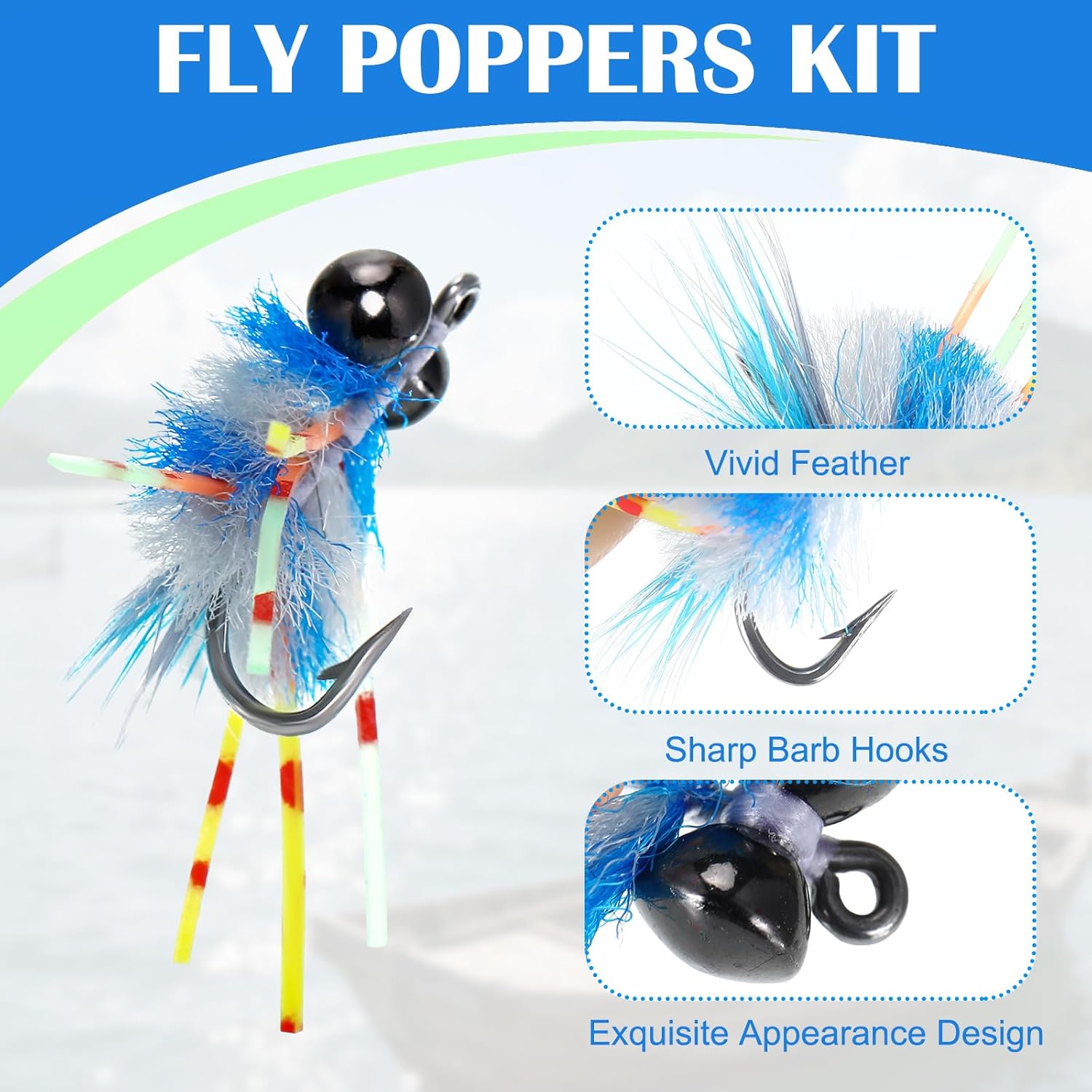 Simgoing Red Fish Lure Kit, Including Lure Box, Various Shrimp and Crab Lures - 15 Pieces, 2/0 Hooks, Fly Fishing Flies Gear