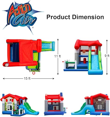 Miniatura 5 de Action Air Casa inflable con soplador, casa inflable con soplador, casa de salto para niños con techo solar plegable, amor por los niños (sin bolas)