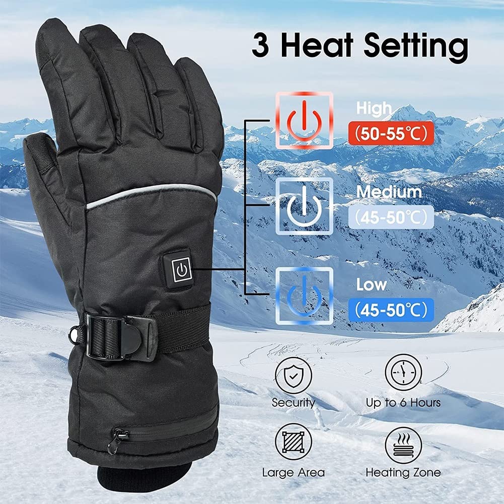 Chillers Scaldamani Guanti Riscaldati con Batteria, Guanti Riscaldanti Impermeabili Ricaricabili per Uomo Donna, Guanti Termici Invernali per Caccia Pesca Sci Snowboard Corsa Ciclismo Pattinaggio