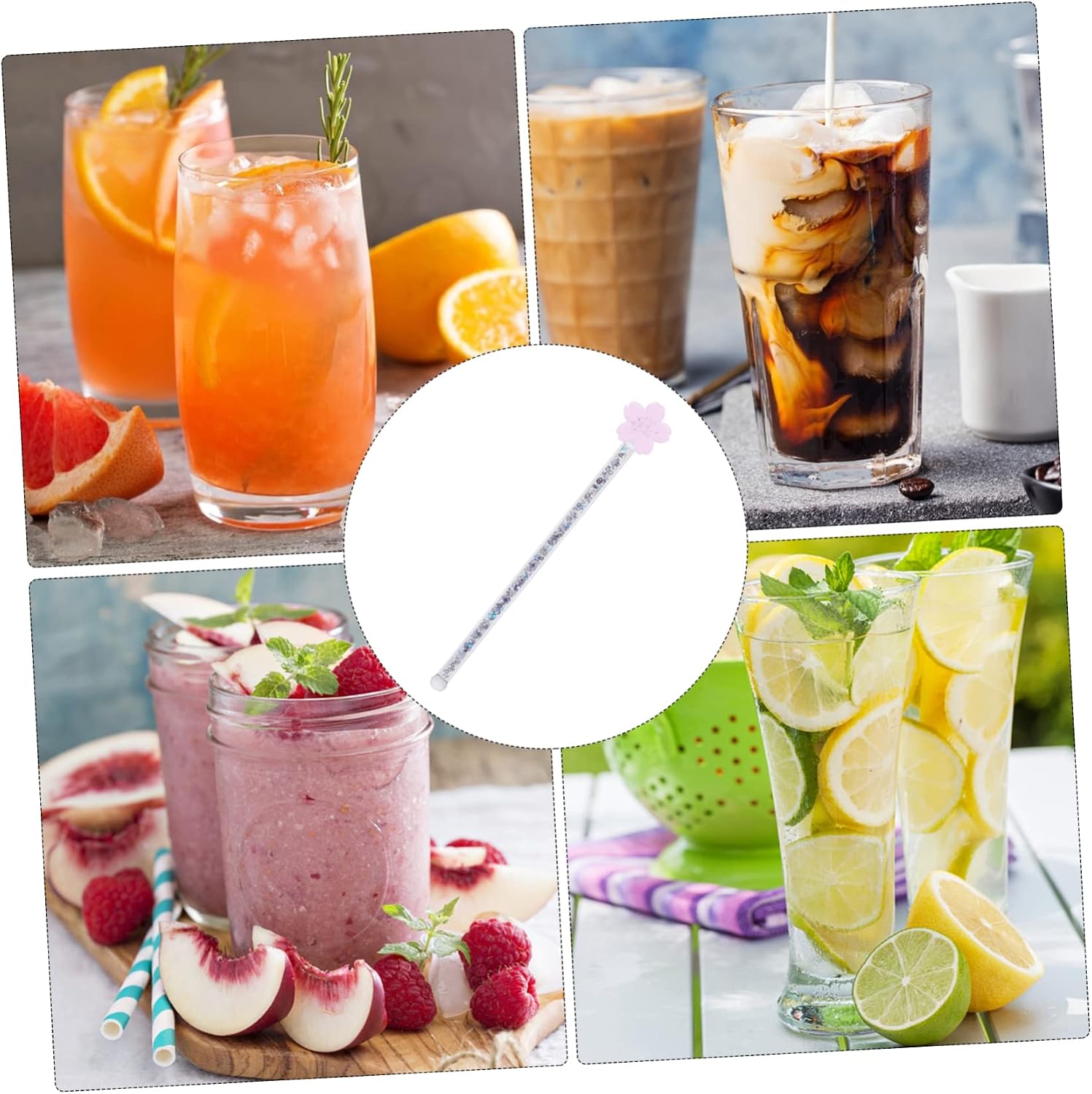Juice Drink Muddler Stirrer Swizzle Stick Glass Stirring Rod Elegant for Coffee Tea and Lemonade