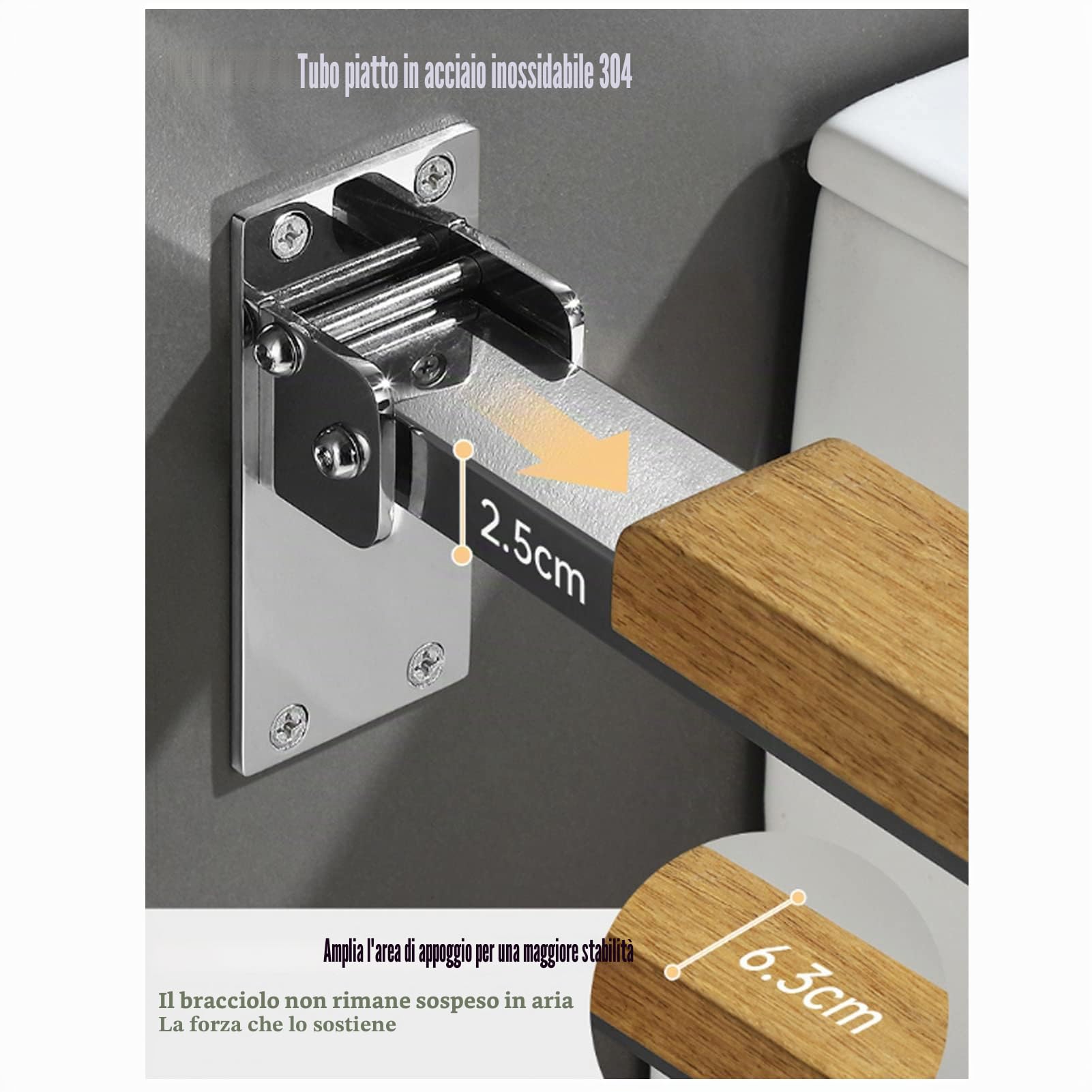 Maniglioni in Legno per Anziani da Parete, Maniglioni per disabili Maniglioni per WC Pieghevoli Maniglione Ribaltabile Vasche da Bagno e docce Maniglia per WC Sicurezza per disabili, Anziani, disabi