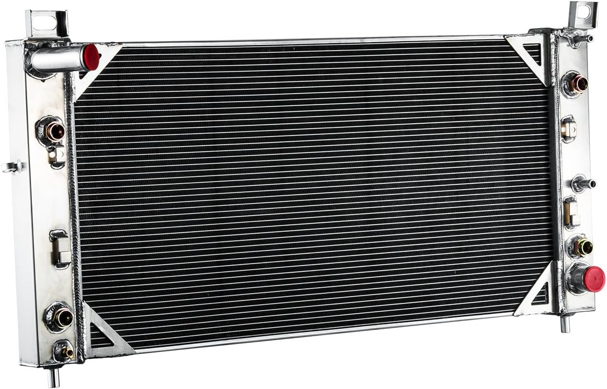 ALLOYWORKS Radiator Replacement for 2001-2002 Chevy Silverado GMC Sierra 2500 HD 3500 C6500 C7500 Topkick B7 8.1L V8 Engine Crossflow Radiators, 2 Row Aluminum Radiator, MT & AT