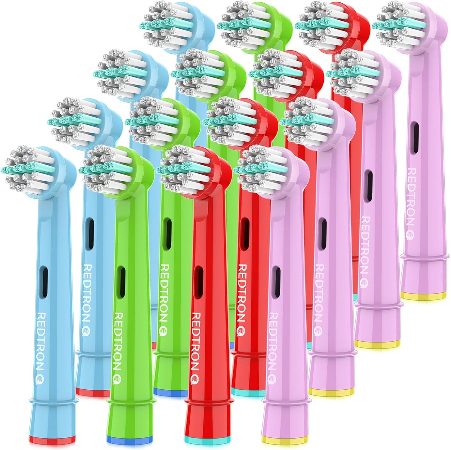 REDTRON Cabezal de cepillo elĆ©ctrico infantil son compatible con Oral B, Cerdas Suaves Cabezales para Cepillos para dientes y encĆas sensiblesļ¼Paquete de 16ļ¼