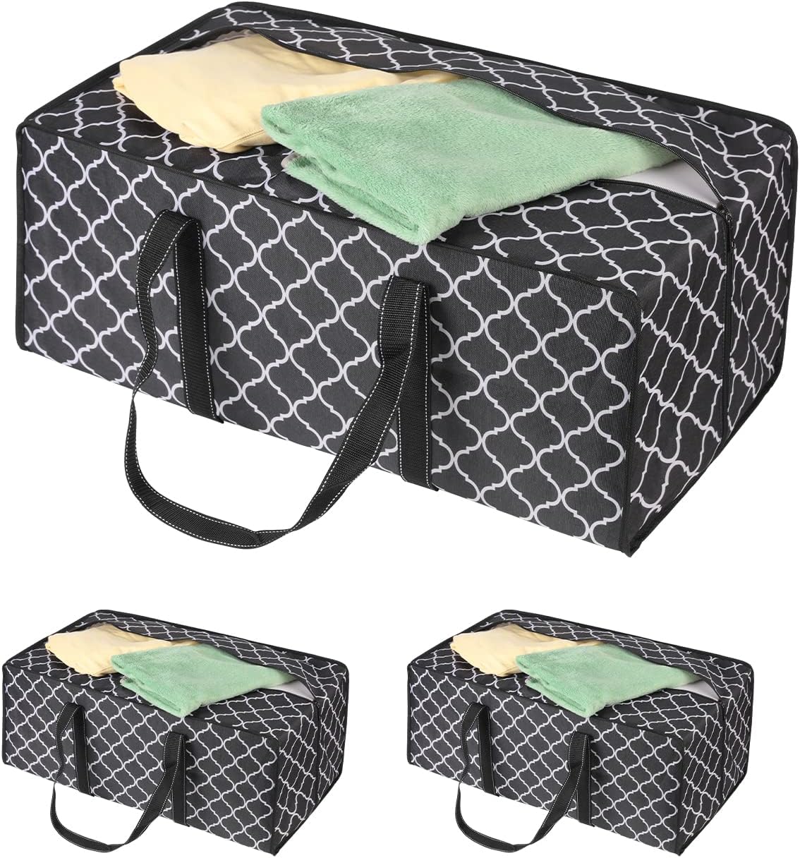 OSPUORT Heavy Duty Extra Large Storage Bag ( Black lantern-3 pack) Reusable Storage Bags tarp Bags with Handles,for College Moving Supplies、Moving、Camping、Christmas Decorations Storage
