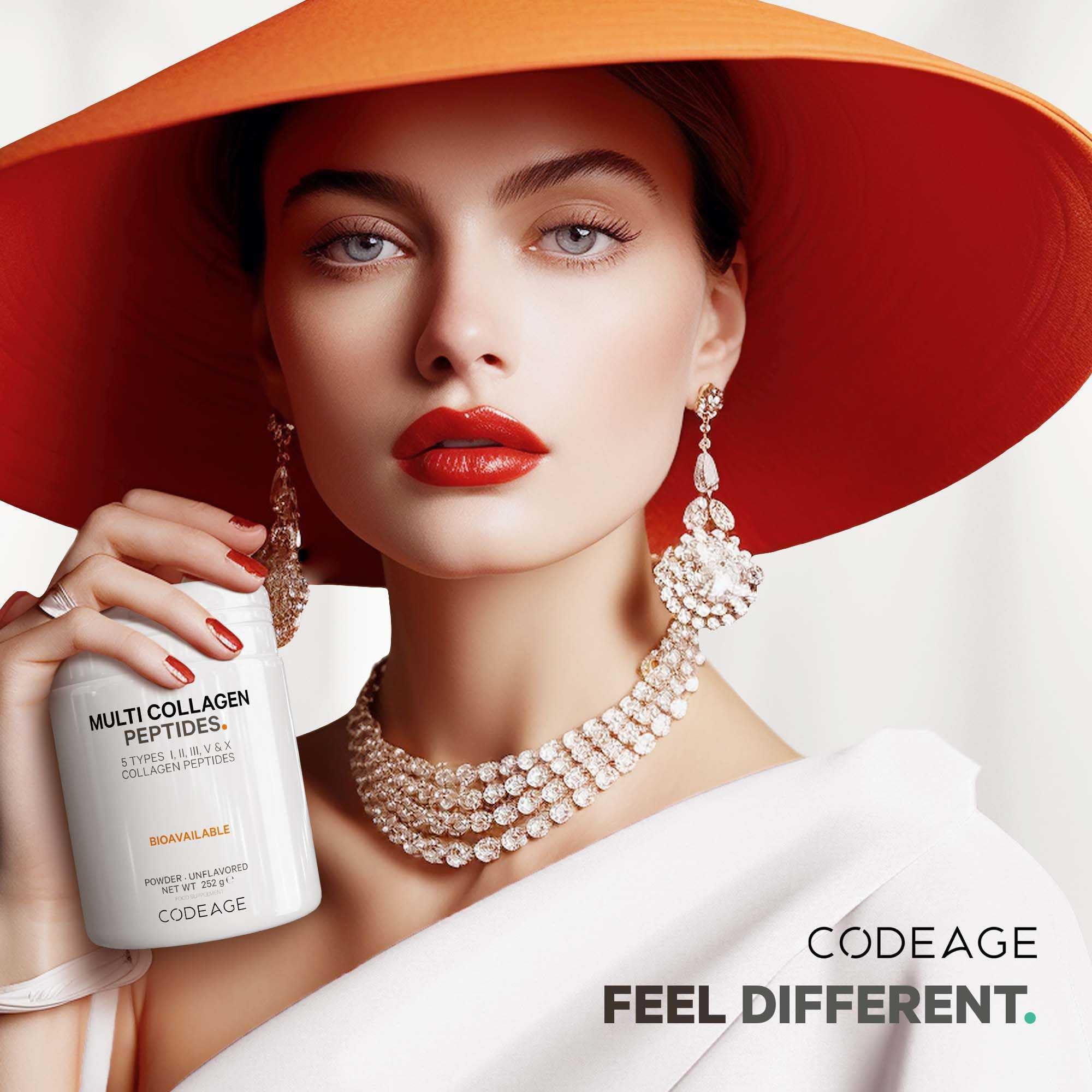 Codeage Multi Kollagen Proteinpulver Peptide, 1-Monatsvorrat, hydrolysiert, Typ I, II, III, V, X, aus Weidehaltung, All-in-One Super Knochenbrühe Kollagen Ergänzung, gentechnikfrei, 252 Gramm