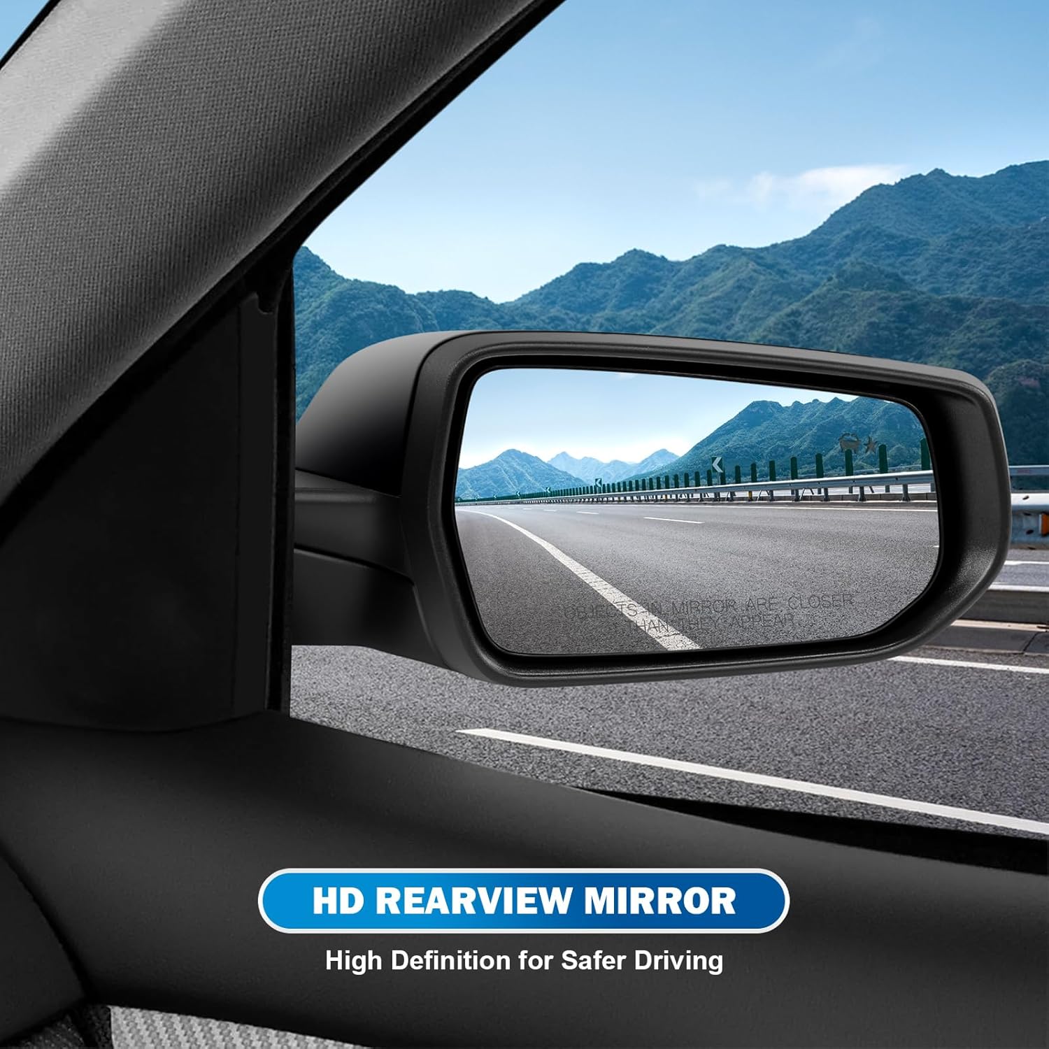 Right Passenger Side Mirror Fit for Chevy Malibu 2016 2017 2018 2019 2020 2021 2022, Rear View Mirror with Blind Spot Detection/Memory/Heated/Turn Signal Light/Manual Folding (12Pins, Gloss Black)