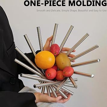 Fruit Bowl for Kitchen Counter, Large Fruit Basket Morden Fruits Holder for Table Centerpiece Decorative Fruit Bowls Stainless Steel Fruit Stand Creative Home Decor Bread Vegetable Storage Organizer