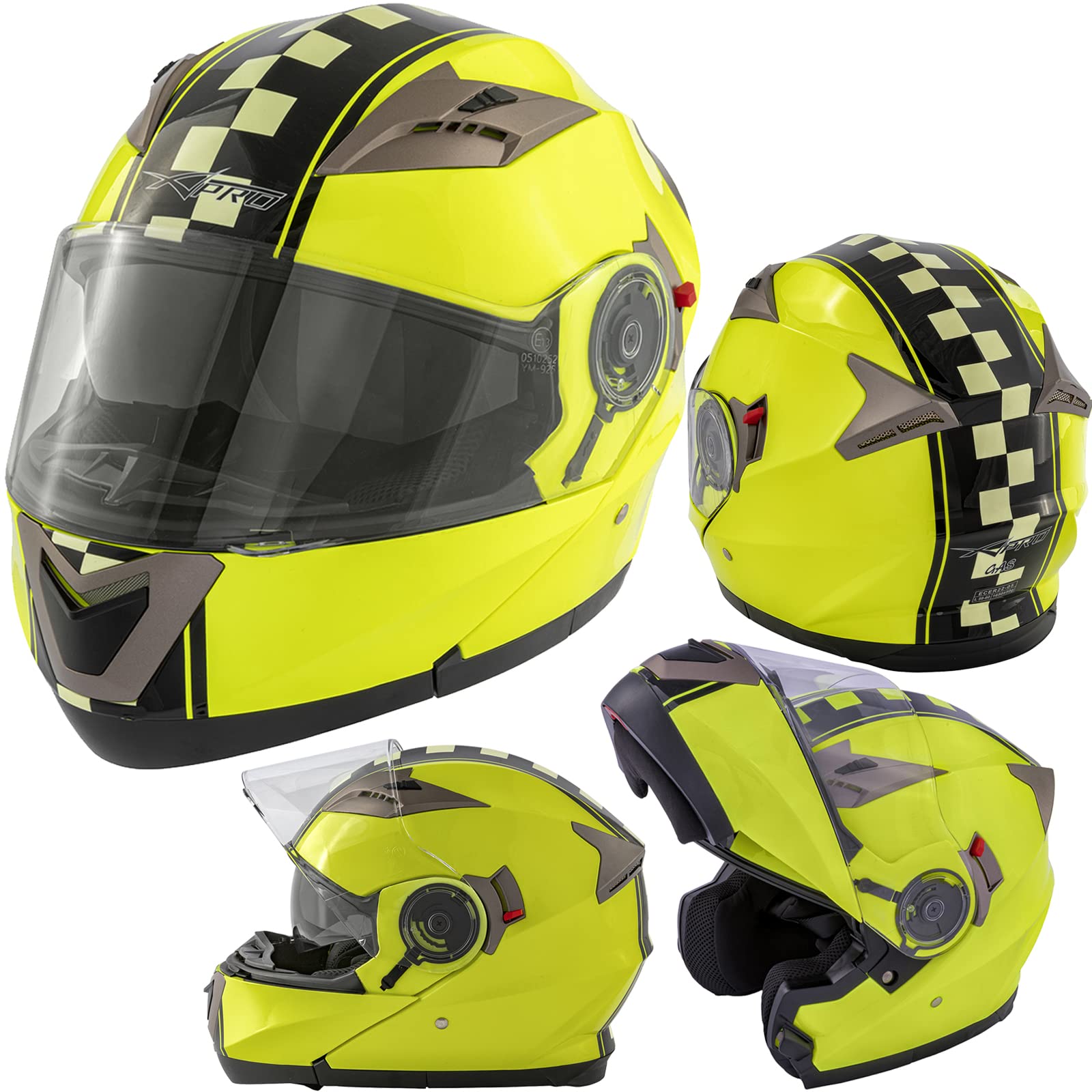 Casco modular para moto, con doble visera, homologado ECE 22 Touring, gráfico Flip Up