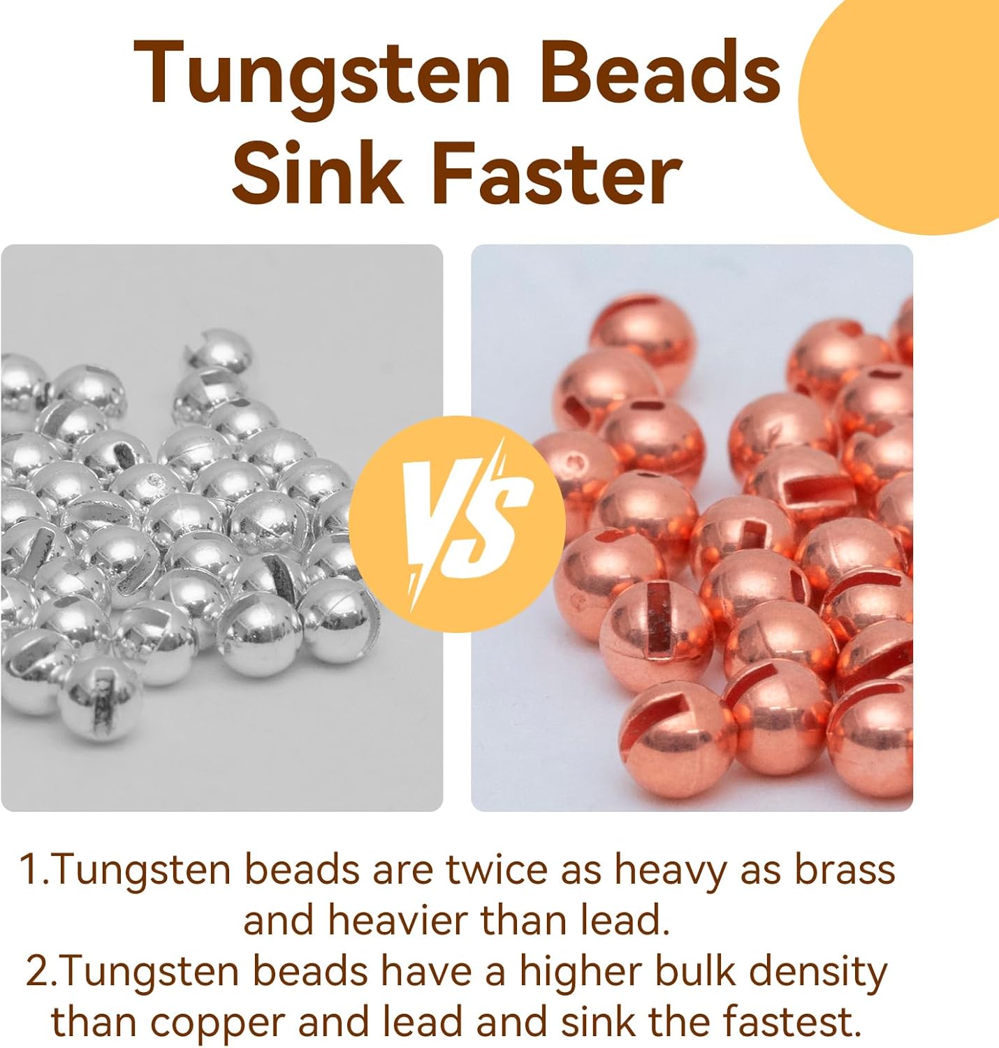 100pcs Tungsten Slotted Fly Tying Beads, 3 Colors & 13 Sizes (1.5-6.4mm), Fast Sinking for Nymphs, Wooly Buggers – Fly Fishing Beads Kit